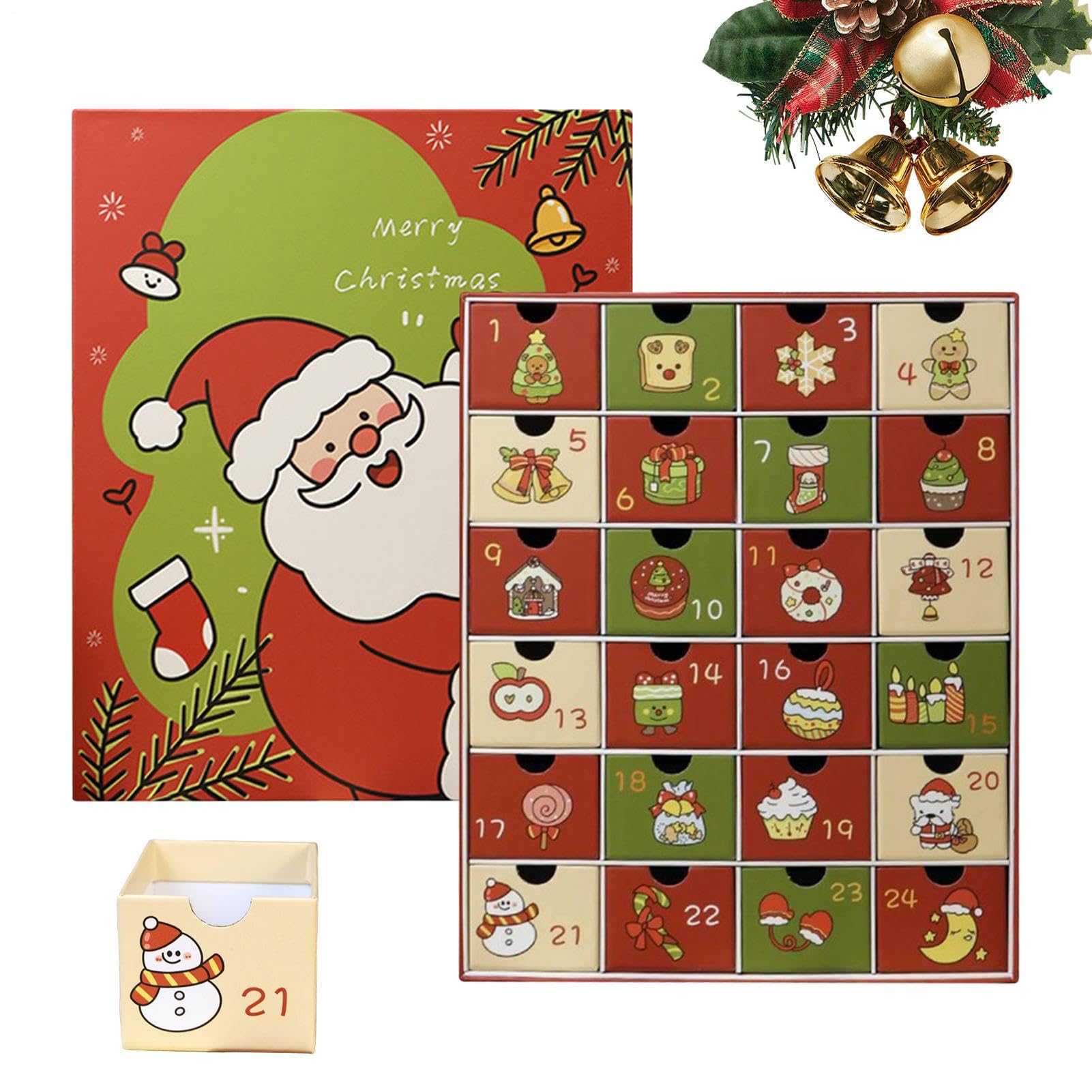 Weihnachts-Countdown-Kalenderbox, 24 Tage 2025, befüllbarer | Weihnachtskalender, Adventsbox, dekorative Partygeschenke für , Süßigkeiten, Schokolade, Schmuck, Schreibwaren, Auf