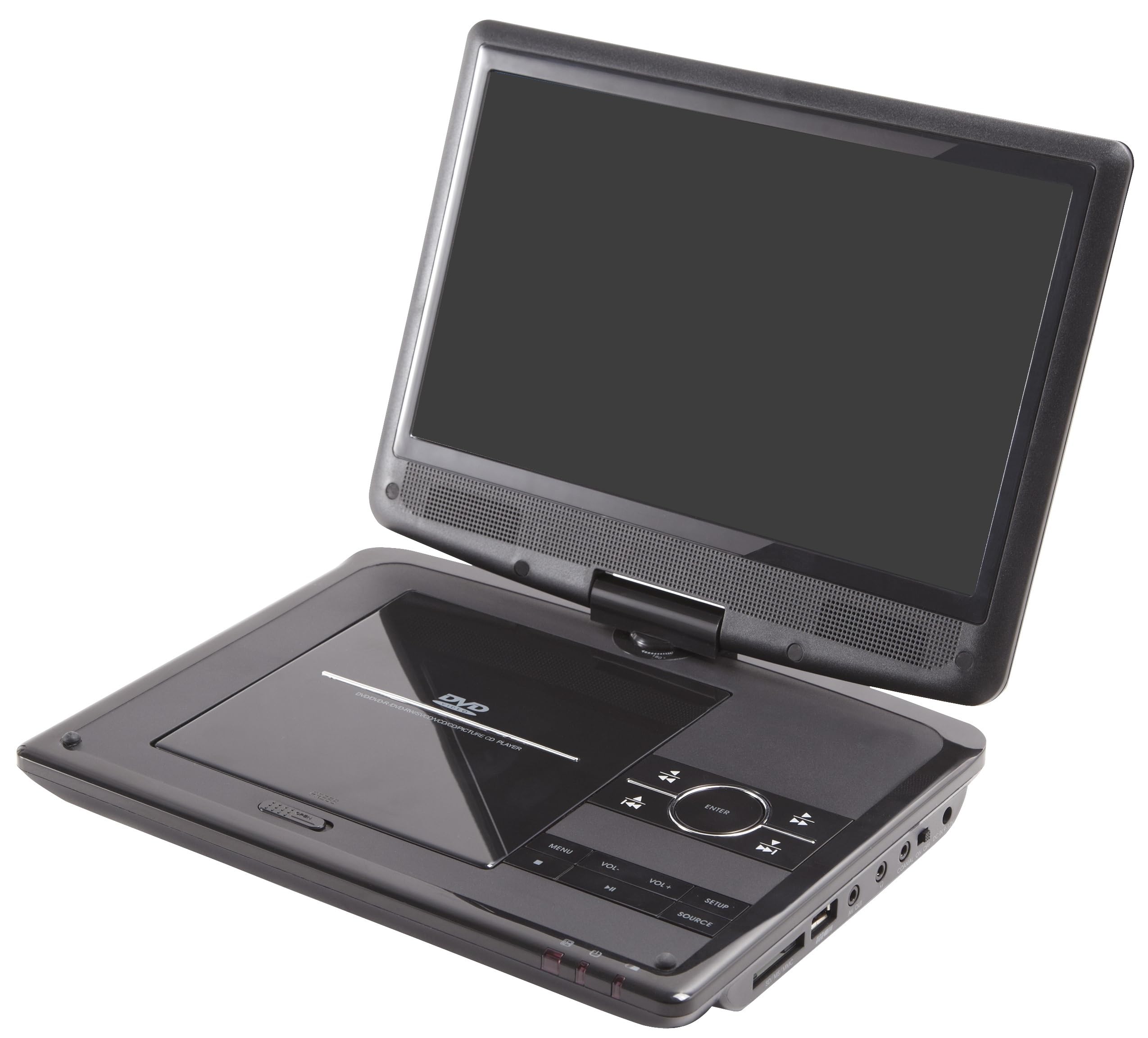 Reflexion DVD1017 Tragbarer 25,4 cm (10 Zoll) DVD-Player mit DVB-T2 HD Tuner, Fernbedienung, 12V Adapter, HDMI, USB, 230V Netzteil schwarz