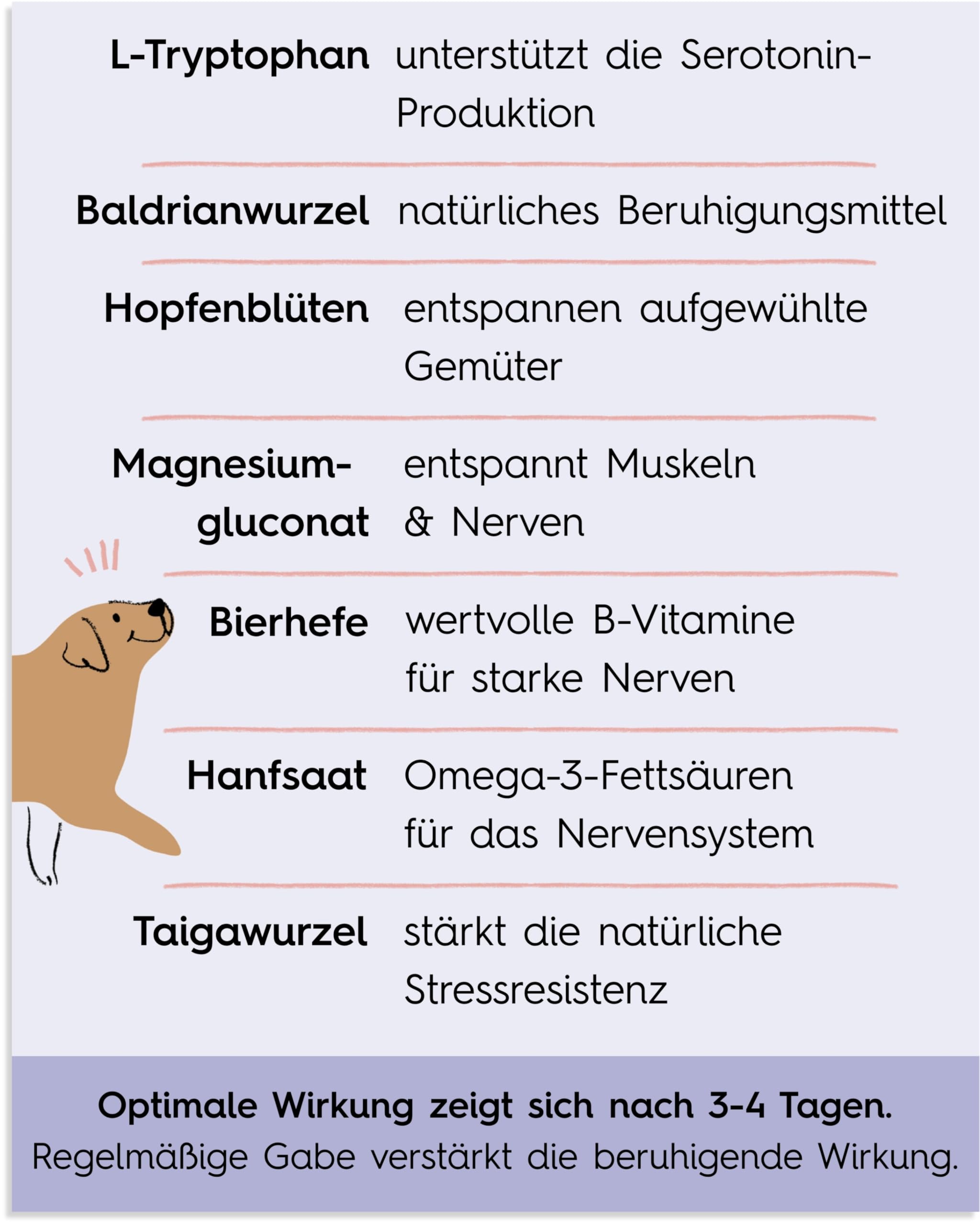 Lucky Pets Beruhigungstabletten für Hunde 150 Stück – Mit L-Tryptophan, Baldrian und Hanfsaat – Für Stress, Angst, Silvester und Reisen – Beruhigungsmittel für Hunde – Made in Germany