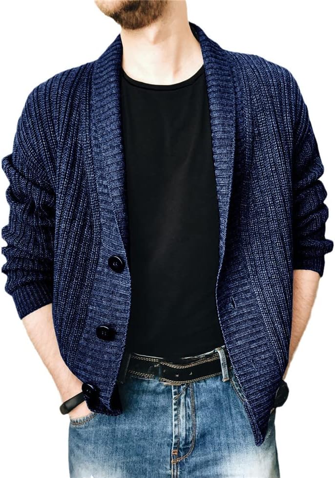Men's Autumn Winter Warm Cashmere Wool Button Cardigan Casual Knitwear Sweatercoat Sweaters