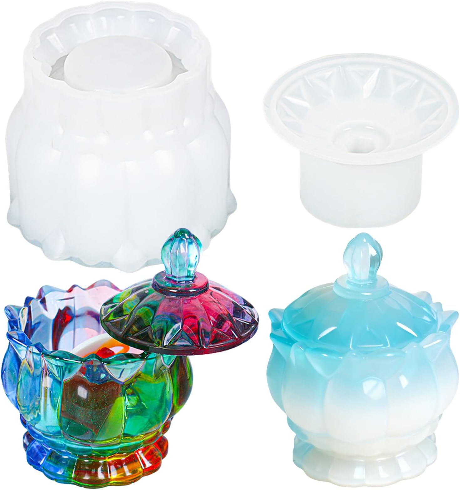 Resin Jar Mold with Lid Jars Silicone Molds Epoxy Molds for DIY Jewelry Storage Box Candle Holder Candy Container Epoxy Resin Casting Craft Gifts