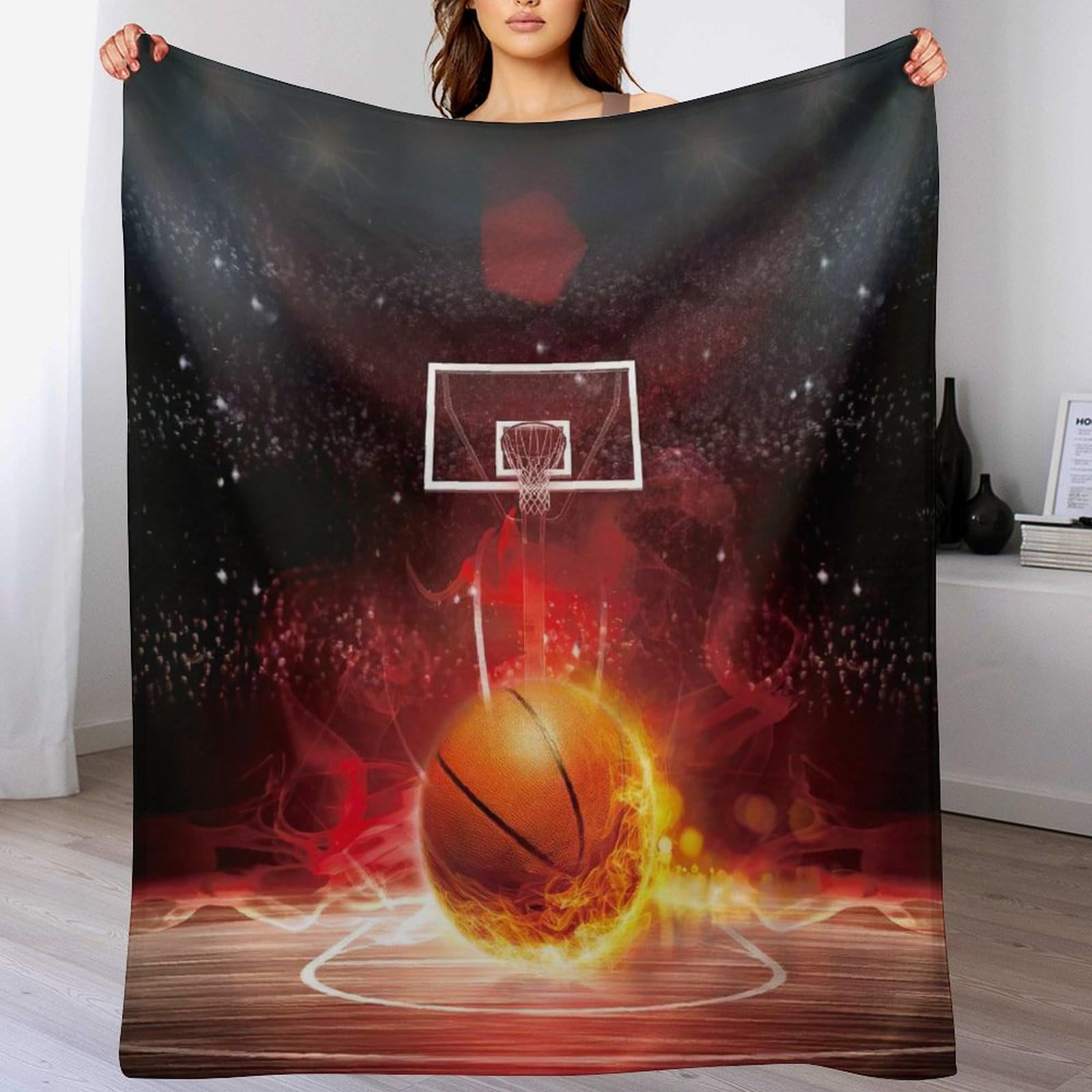 Couvre-lit Basket-Ball 3D en Flanelle Premium Haute Densité Douceur Durable 130x180