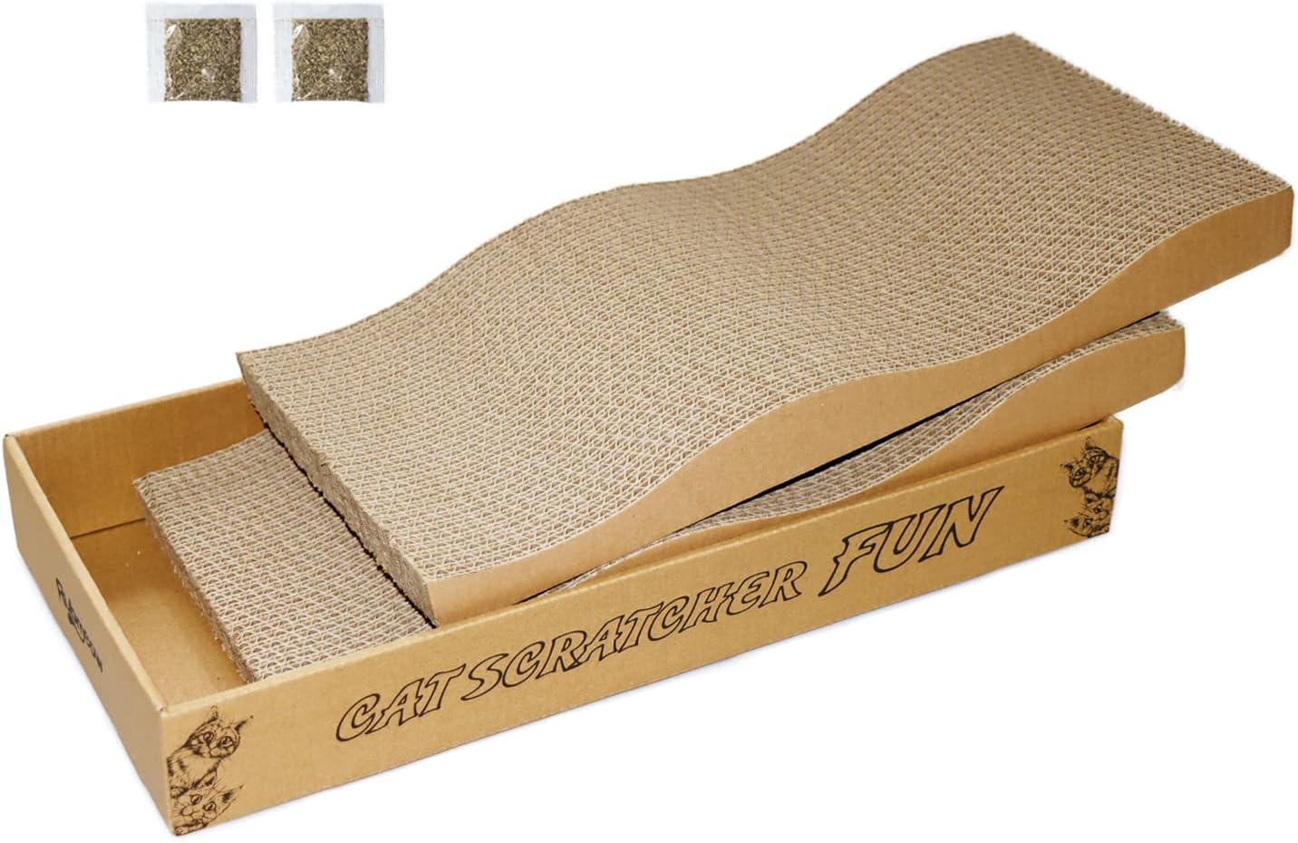 RUBMEOW Cat Scratcher,2pcs Cardboard Cat Scratch Pad Box