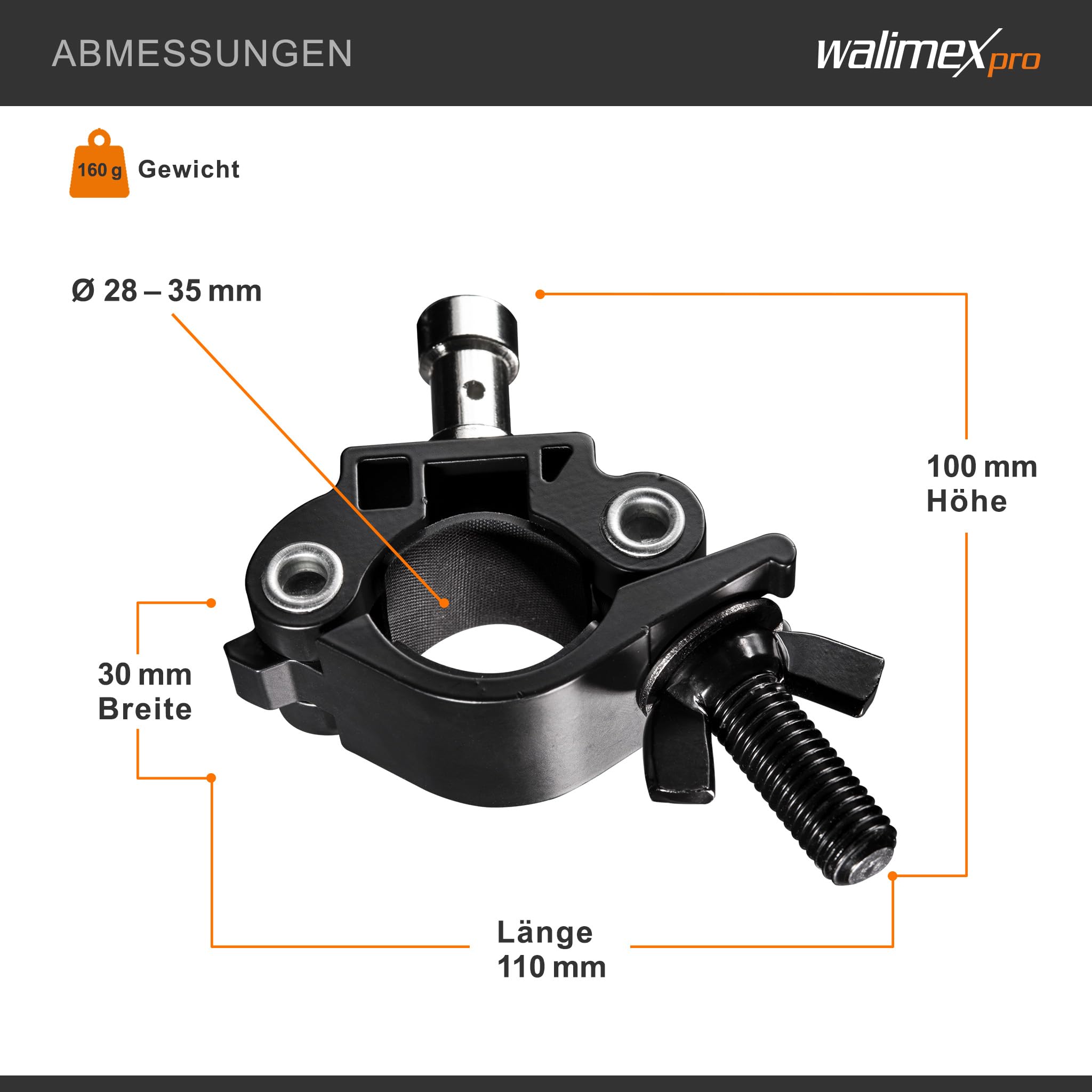 walimex Pince avec spigot Ø28mm-35 mm