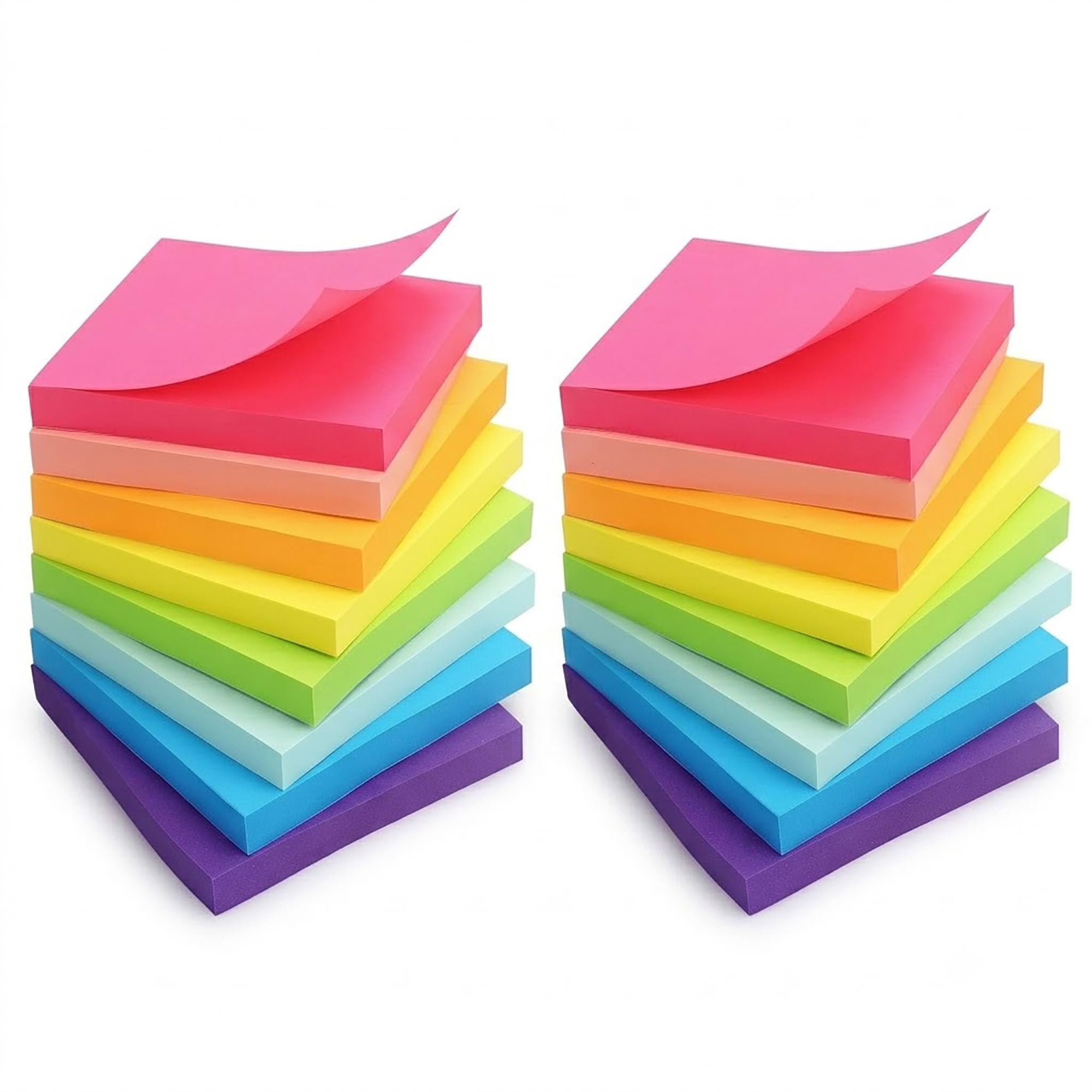 szyanlai Sticky Notes 76 mm x 76 mm Post, Self-Stick Pads Sticky Note, 16 Pads, 100 Sheets/Pad, 1600 Sheets Total, Writing Memo for Office Home School Notebook -Bright Colors - Recyclable