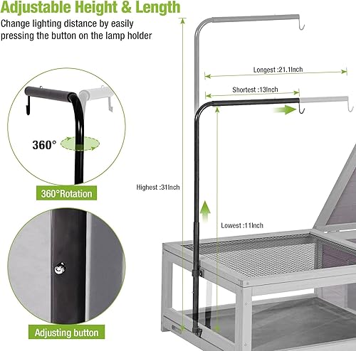 Miniatura 2 de Tortoise Habitat Interior Tortuga Recinto grande de madera Tortuga Casa al aire libre Pequeños Animales Jaula de reptiles, dos bandejas, soporte de