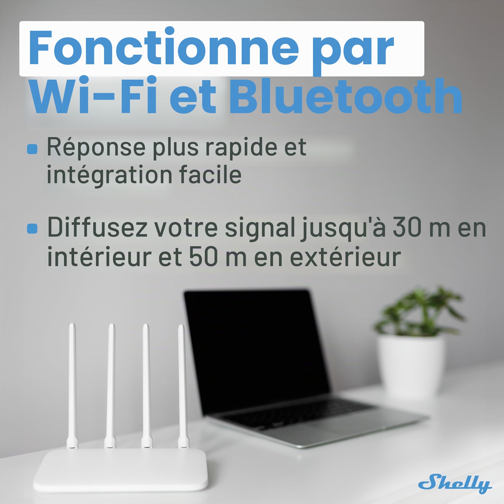 Shelly BLU Gateway - Passerelle Bluetooth vers Wi-FI, clé USB-A, Maison Intelligente, App iOS Android, Aucun hub requis, Répéteur Wi-FI, Portée 20 à 30 m