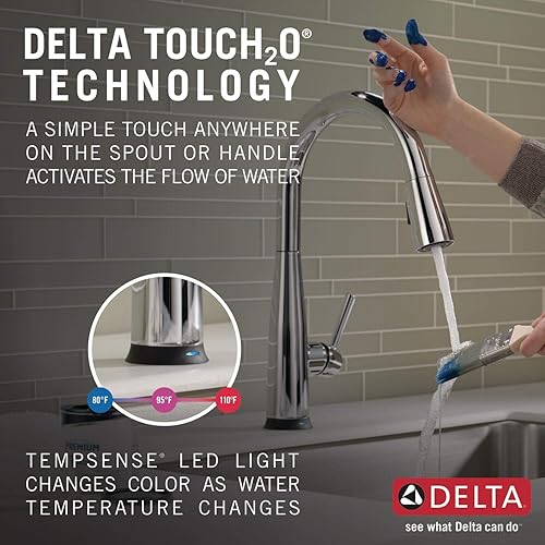 Miniatura 10 de DELTA FAUCET Essa - Grifo para cocina con rociador extendible y cabezal de acople magnético negro mate 9113-BL-DST
