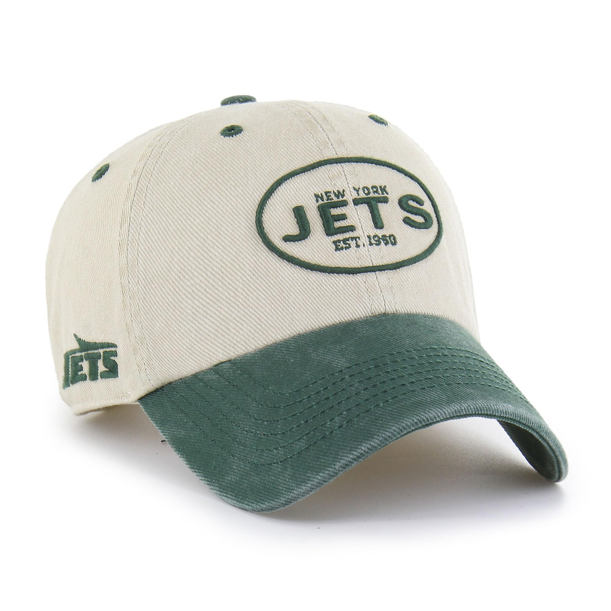 47 Men's NFL Breaking Trail Clean Up Adjustable Hat, New York Jets Khaki, One Size