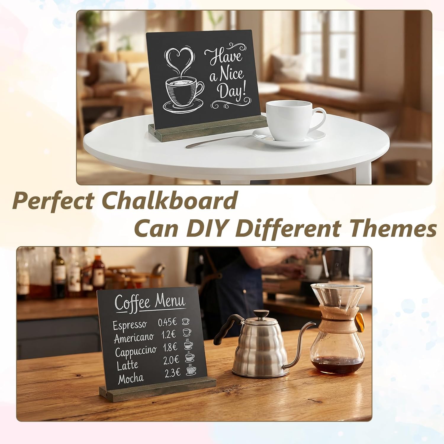 30 Pcs Mini Chalkboard Signs Tabletop with Stand 5 x 6 Inch Wooden Chalkboard Sign Vintage Chalk Board Sign Decorative Centerpieces for Food Signs Table Numbers Message Boards Party Supplies
