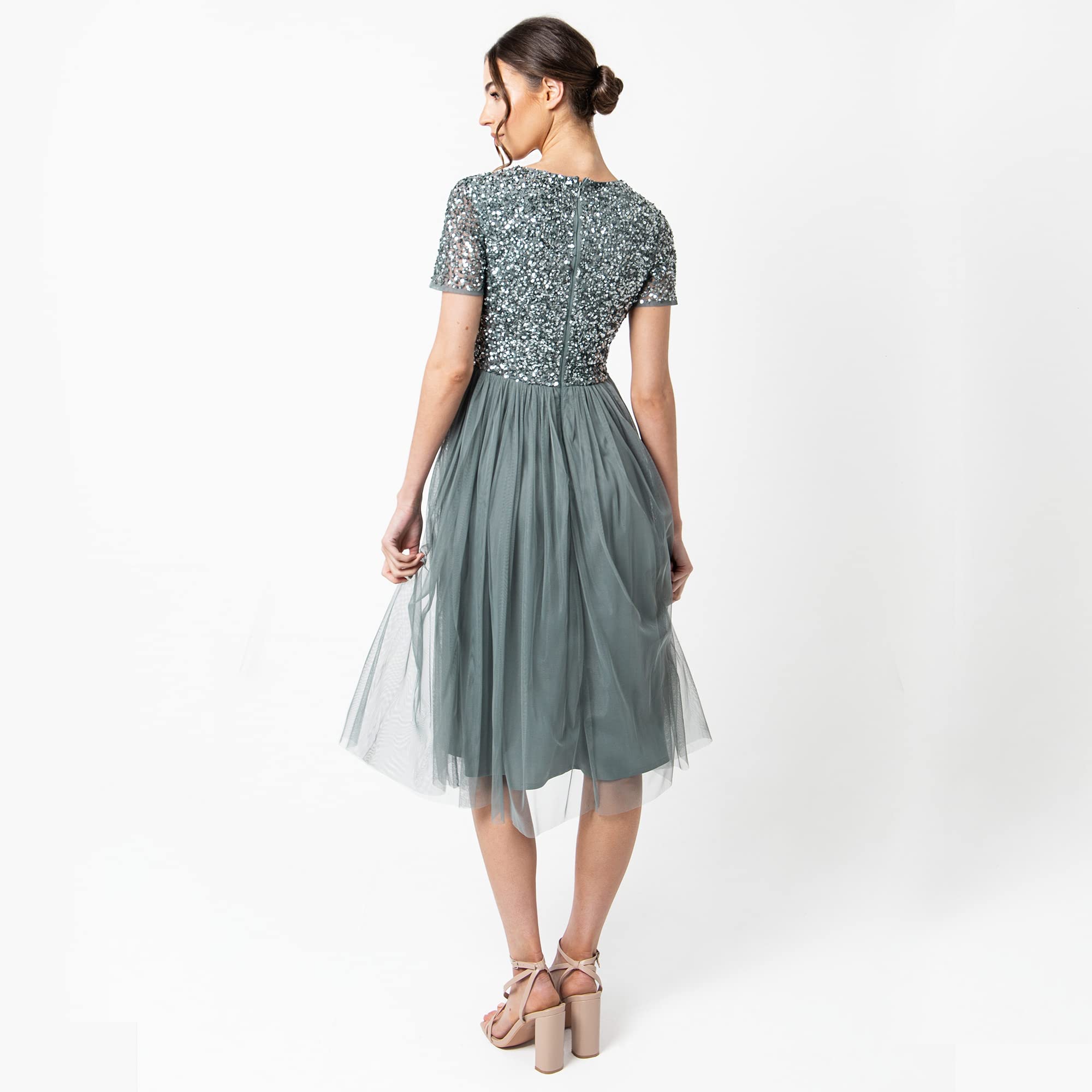 Maya Deluxe Damen Midi-Kleid mit V-Ausschnitt – Bild 6