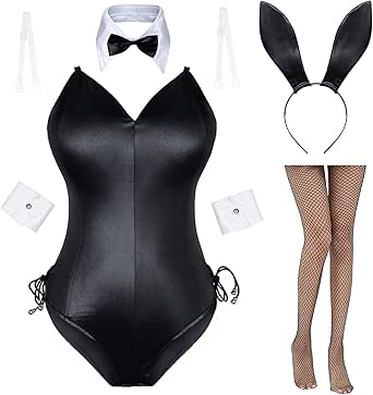 AiMiNa Womens Bunny Girl Senpai Cosplay Anime Role Costume One Piece Bodysuit stockings set