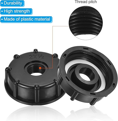 Miniatura 4 de PATIKIL IBC - Adaptador de bolsa de 2.362 in, rosca gruesa, salida de 34 pulgadas, conector de tapón de drenaje de 275-330 galones para tanque de