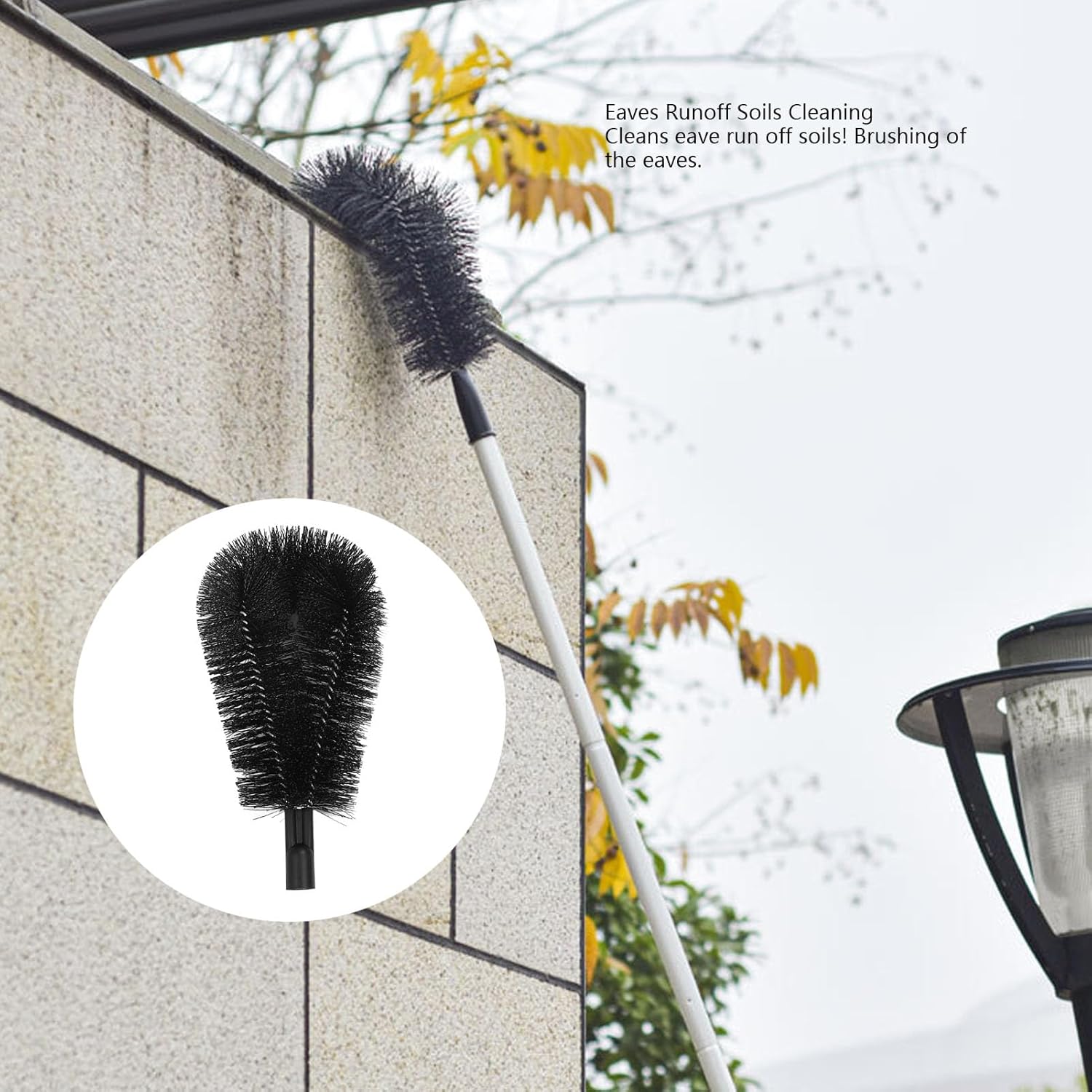 9.8FT Gutter Cleaning Brush Multifunctional Long Reach High Efficiency Gutter Cleaner Tool for Roof Eaves Drain Trough Cleaning PET PP Aluminum Material 9 Poles Included