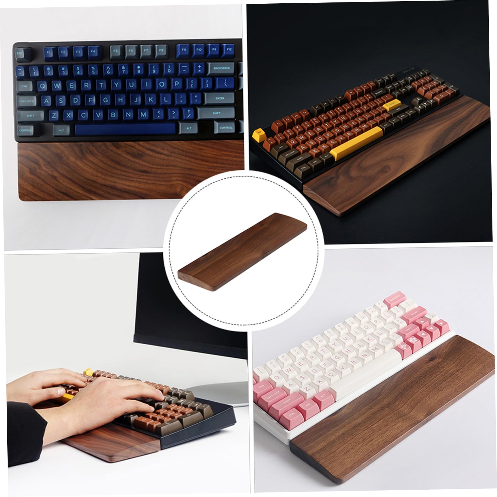 Walnuss Holz Handgelenkauflage für Tastatur 440mm Braunton