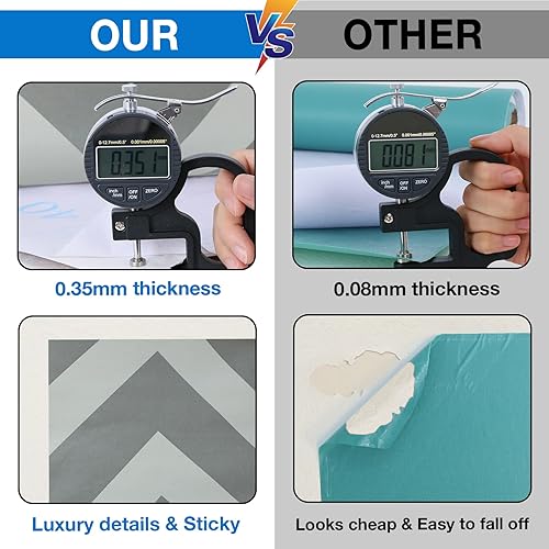 Miniatura 5 de TORC Papel tapiz autoadhesivo con diseño de cheurón gris y blanco, 20.8 pulgadas x 32.8 pies, papel de contacto moderno geométrico extraíble,