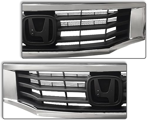 Miniatura 6 de PartsFlow Parachoques delantero negro con parrilla de malla cromada para 2008 2009 2010 Honda Accord HO1202104