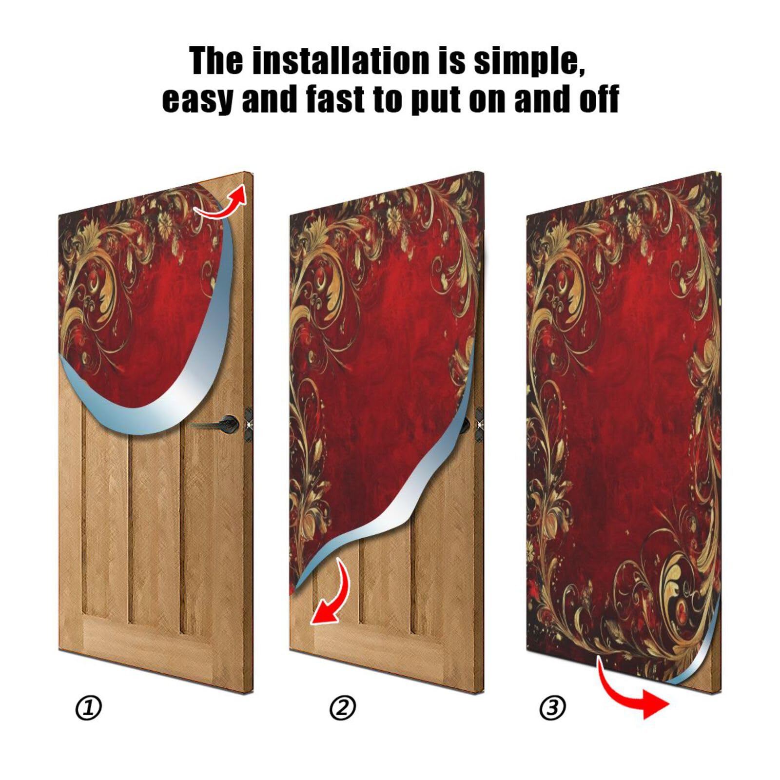 J JOYSAY Red Christmas Door Decorations Door Cover Xmas Door Cover Xmas Door Decorations Indoor for House Party Supplies,36x98 in