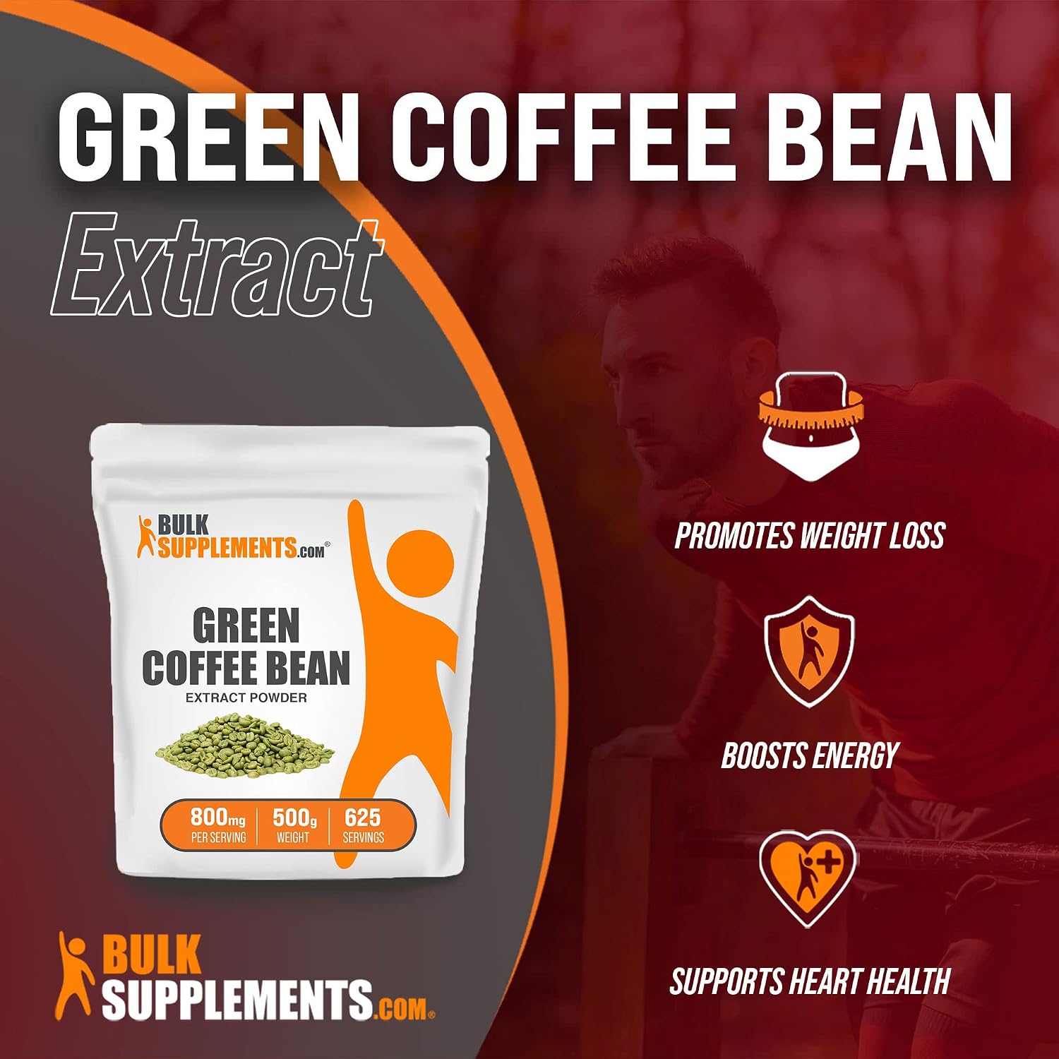 BulkSupplements.com Green Coffee Bean Extract Powder - Herbal Supplement Powder, Energy Support - Gluten Free - 800mg per Serving, 625 Servings (500 Grams - 1.1 lbs)