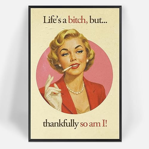 Unframed Retro Women Smoking Canvas Posters Life's A Bitch But