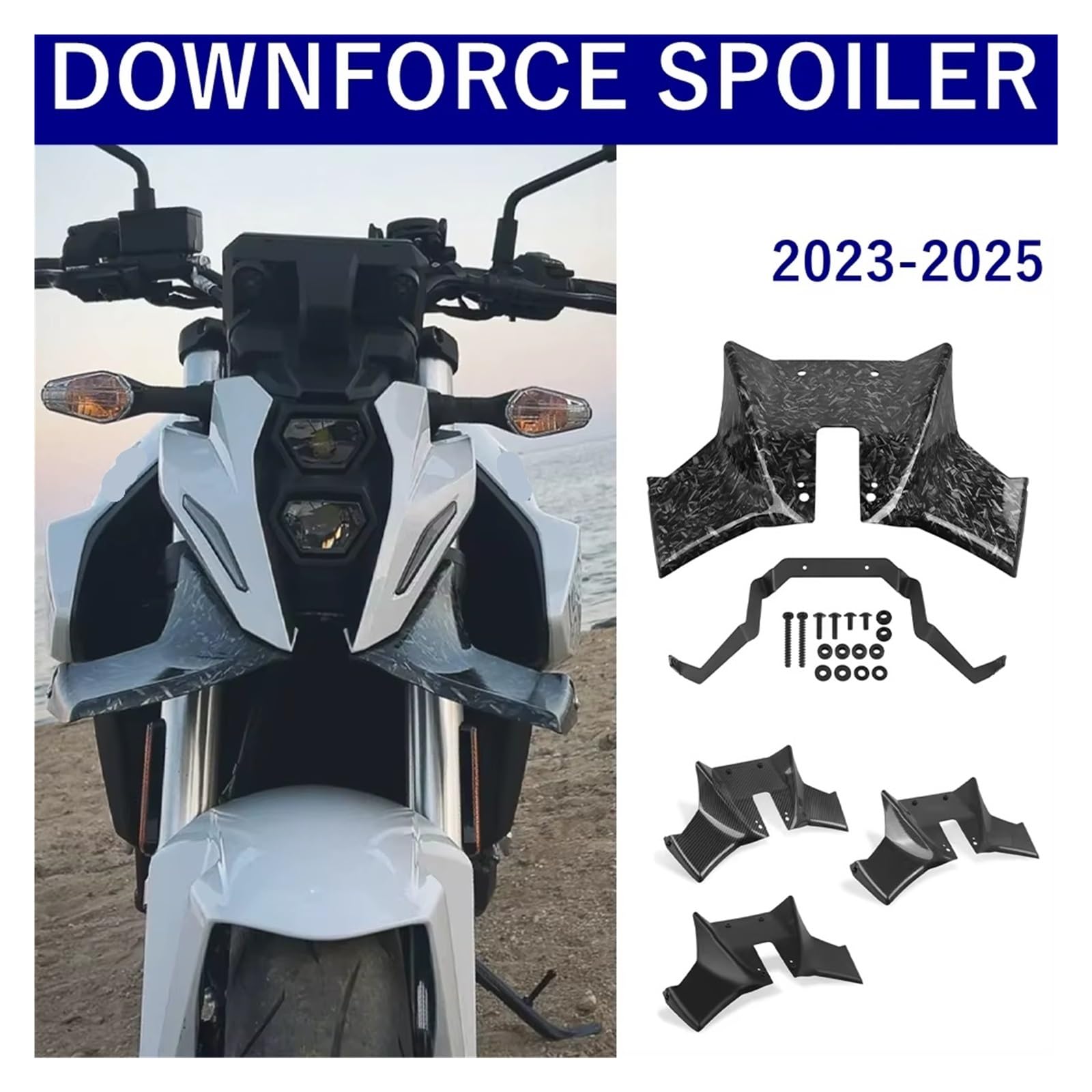 Parabrezza moto Motocicletta Naked Downforce Winglet Aerodinamica | Per Suzuki GSX 8S GSX8S GSX-8S 2023-2025 Facile da installare durevole e anticorrosione(Carbon Fiber)