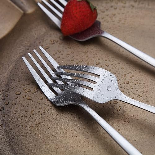 Miniatura 6 de Matt - Tenedores de cena de 6 piezas, acero inoxidable, mesa, tenedores de ensalada, juego de cubiertos para el hogar, cocina o restaurante, apto