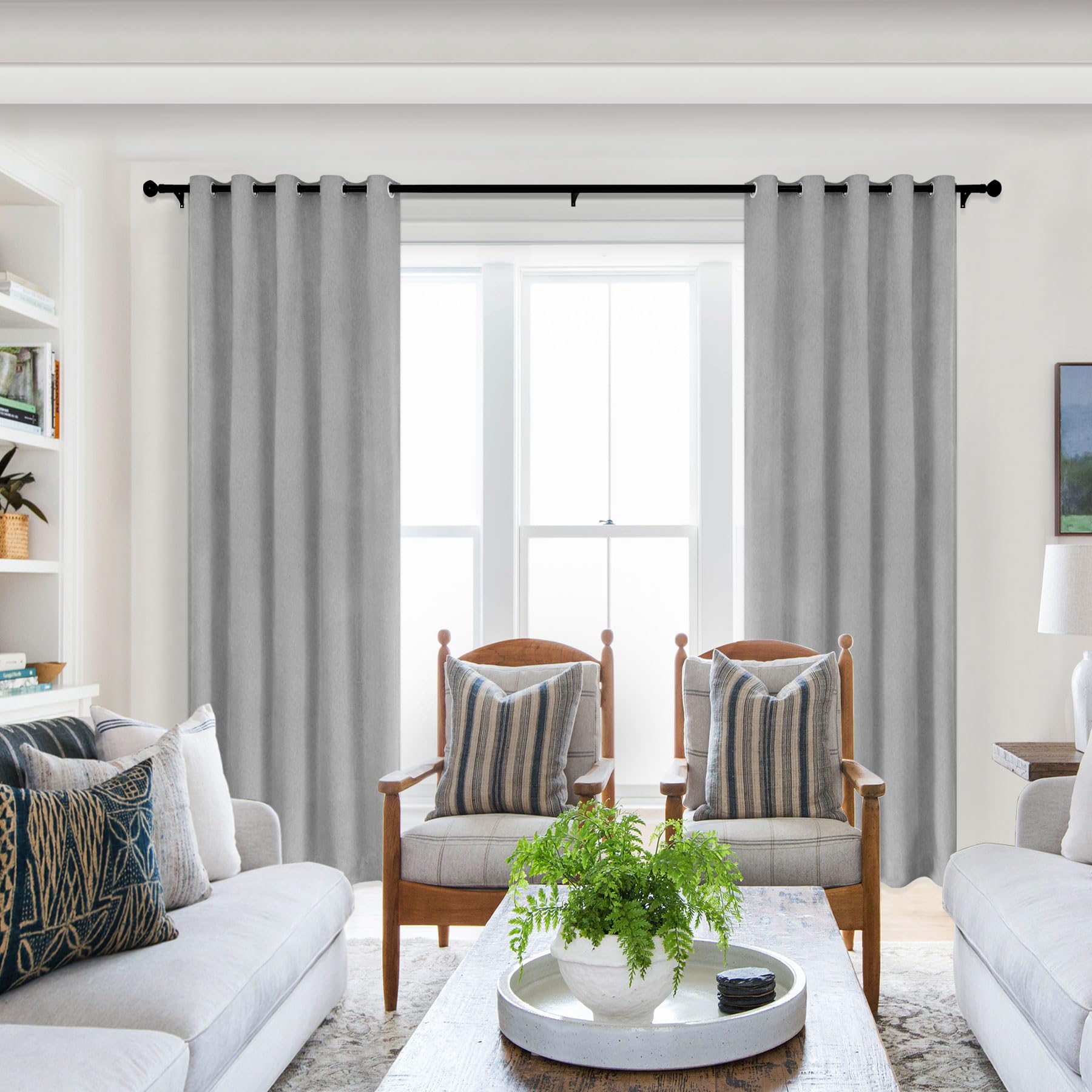 Fcosie 100% Light Blocking Chenille Curtain 72 inch Length, Nickel Grommet Curtain for Sliding Patio Door Apartment Window Gazebo, Absolutely Blackout