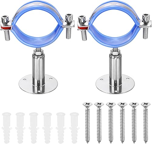 Miniatura 24 de HARFINGTON Juego de 2 soportes de montaje en pared para montaje en techo de acero inoxidable 304 Abrazadera de soporte de tubo ajustable