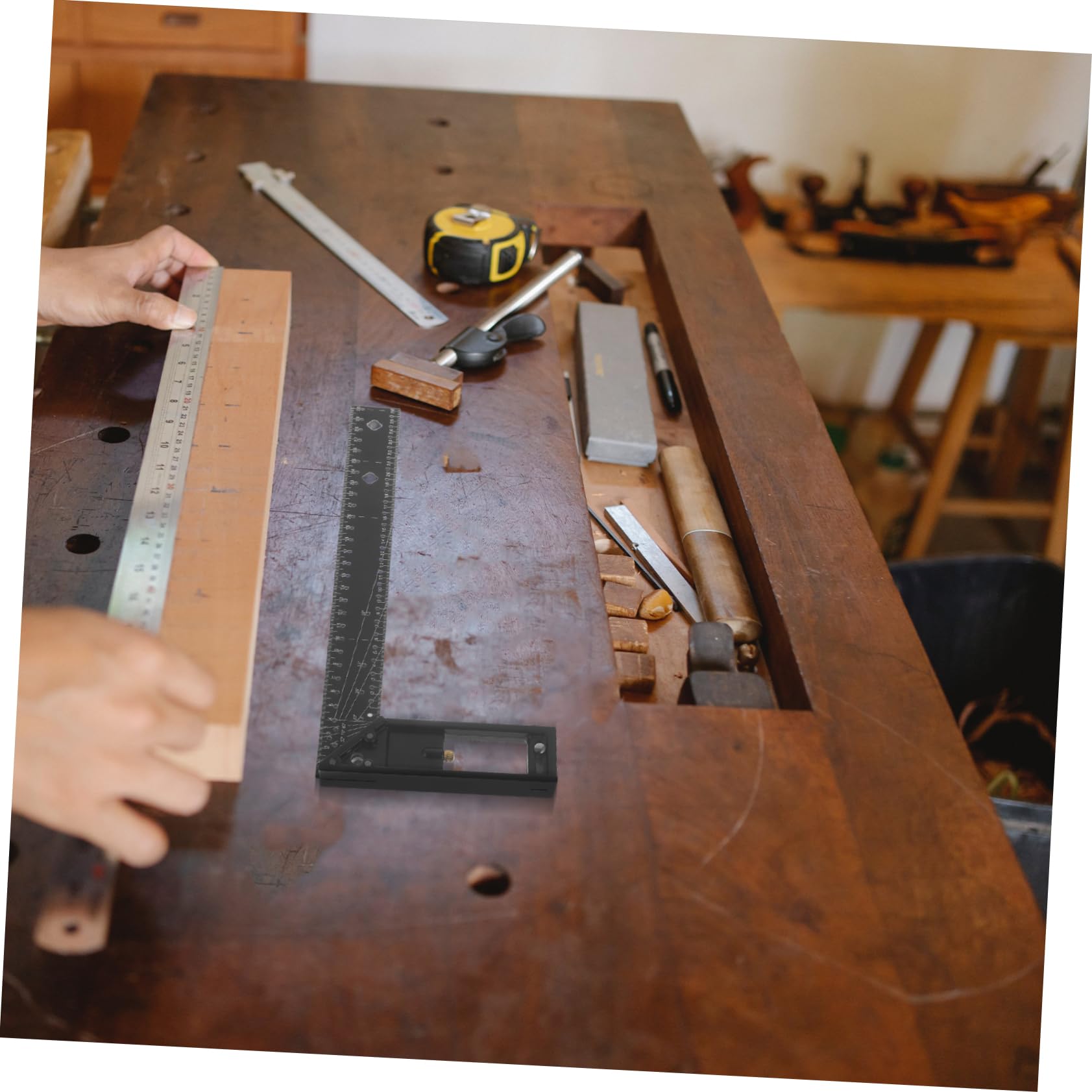 Mehrwinkel Präzisionslineal aus Verstellbar Aluminiumlegierung 45° Messlineal Verschiebbares Kombinationsdesign für Holzbearbeitung und Bau