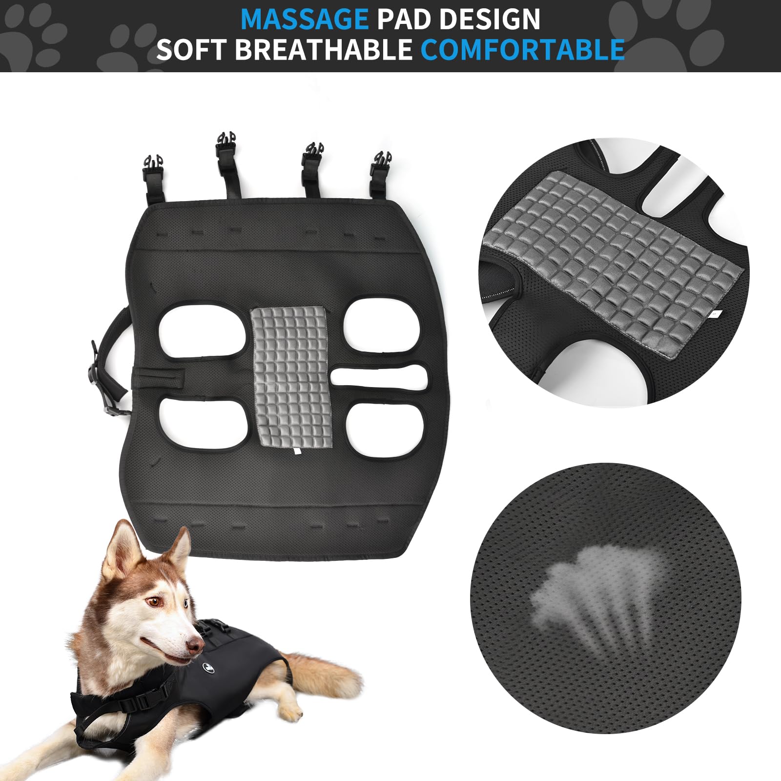 Wakytu Arnés de elevación para perros, soporte de escalera para patas traseras, ancianos, discapacitados, lesiones articulares, artritis, perros grandes, escaleras arriba y abajo, coches (33-66 libras