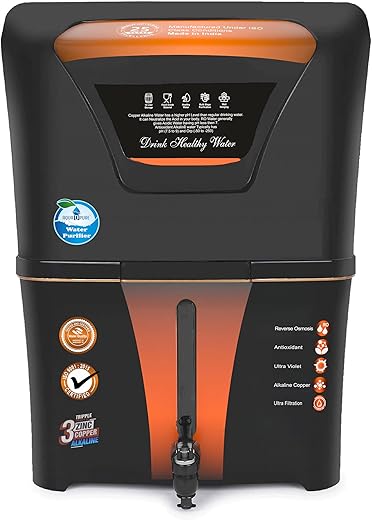 AQUA D PURE Zinc + Copper + Mineral RO+UV+UF 10 to 12 Litre RO + UV + TDS ADJUSTER Water Purifier with Copper Charge Technology black & copper Best…