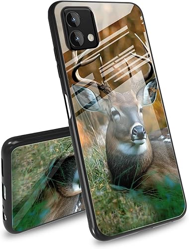 Funda para Moto G Stylus 5G 2023 con diseño de árbol de caza de ciervos, cubierta trasera de vidrio templado, cubierta trasera de vidrio templado,