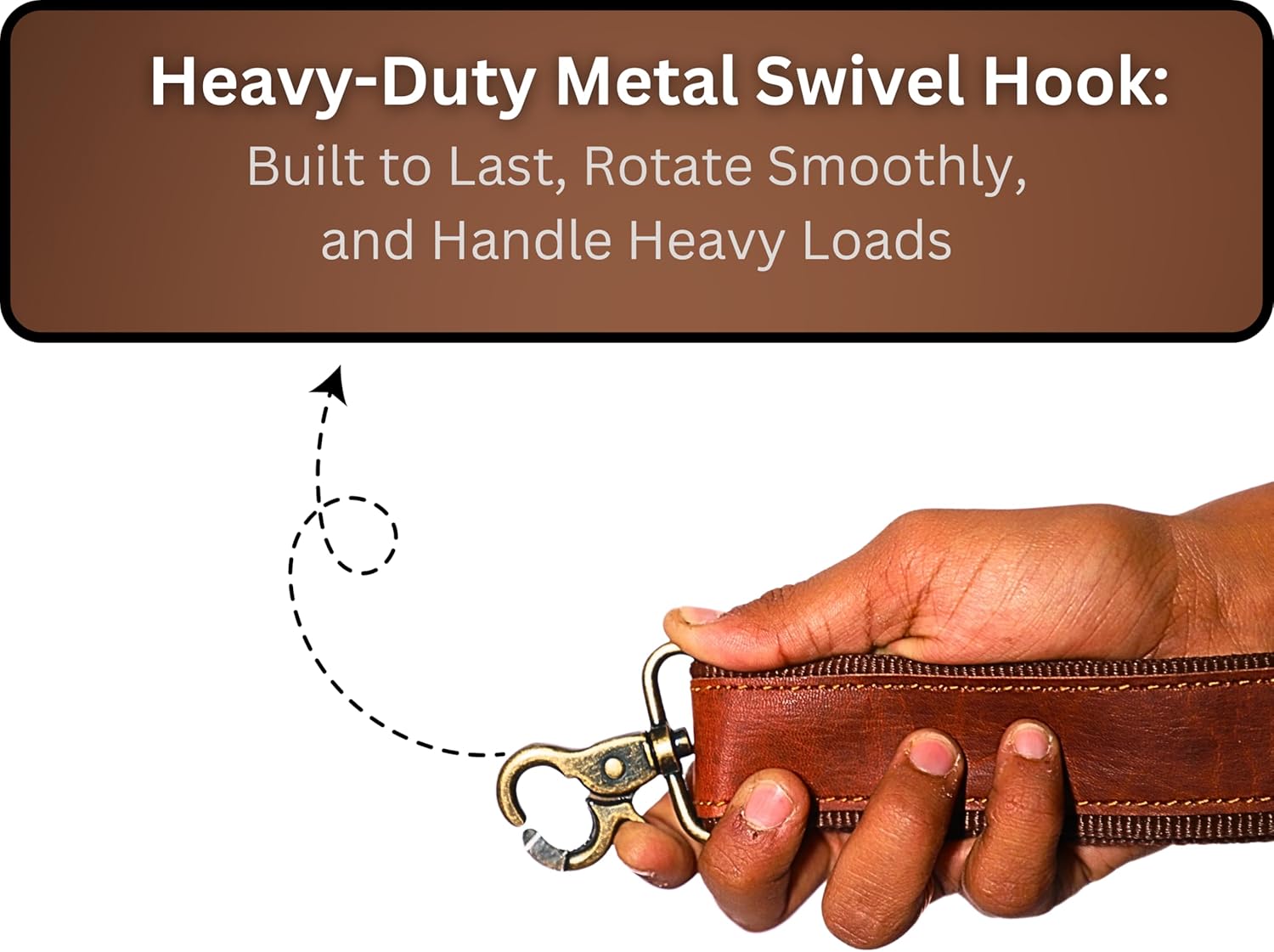 Adjustable Genuine Leather Shoulder Strap – Vintage Brown 60-Inch Comfort-Fit Padded Replacement with Heavy-Duty Swivel Hooks for Crossbody, Laptop, Messenger, Purse, Handbag, Duffel & Luggage Bags - Image 2