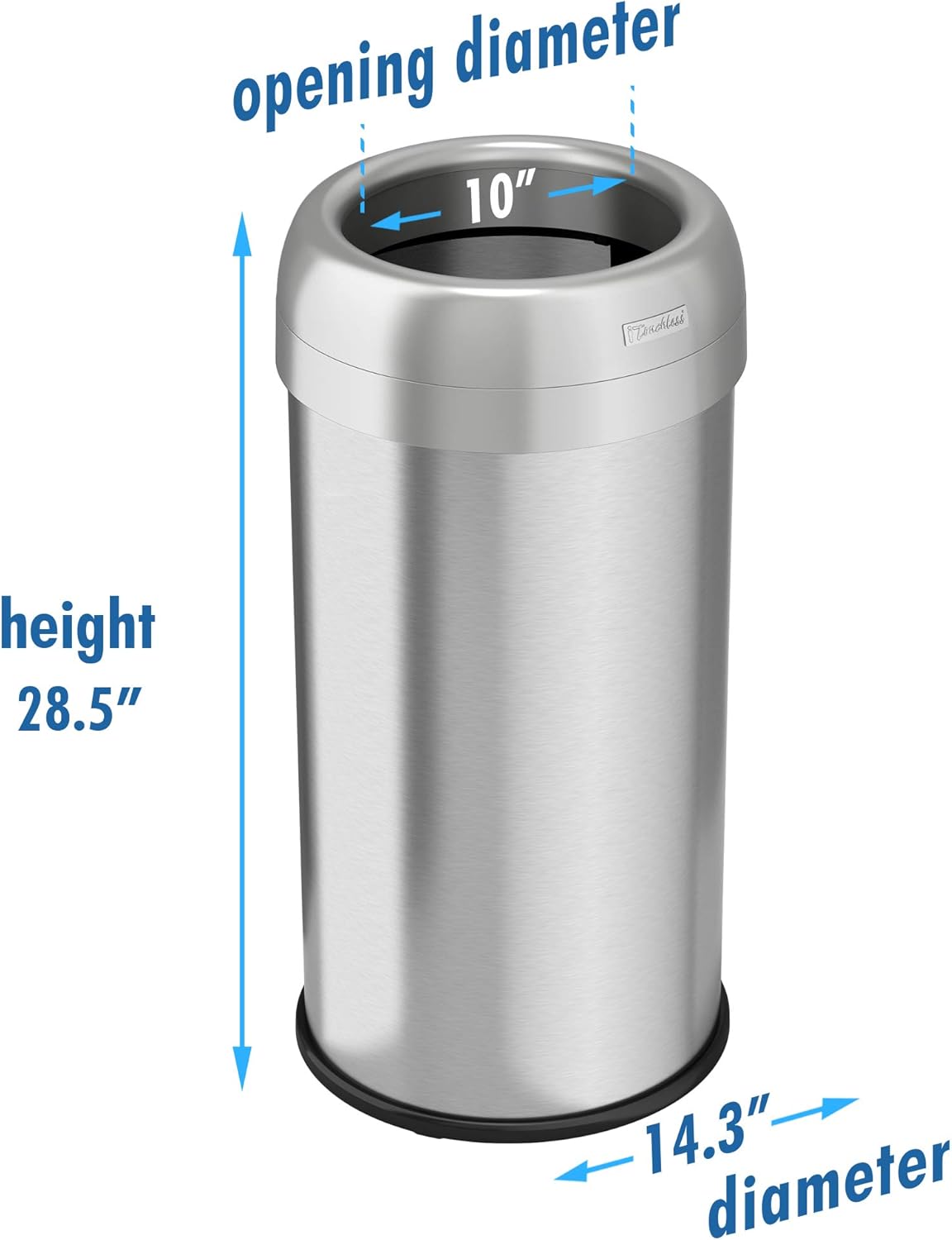 iTouchless 16 Gallon Dual-Deodorizer Round Open Top Trash Can and Recycle Bin, 60 Liter Stainless Steel Commercial Grade Trashcan, 10 Inch Opening good for Home, Restaurant, Restroom, Office : Home & Kitchen