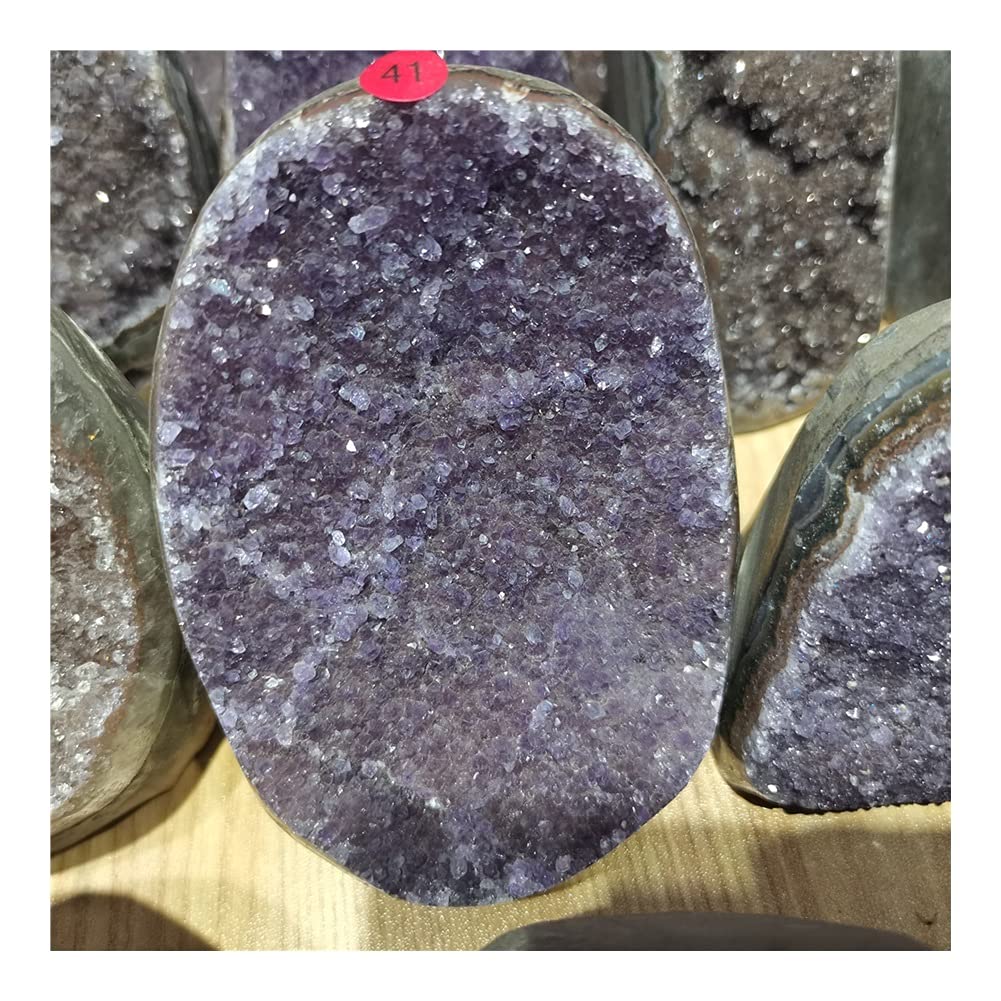 Clúster de geoda de Amatista Natural, Amatista Morada Oscura, Piedra de Cristal Grande, decoración de Cuarzo decoración de la habitación (Size : 400-550g)
