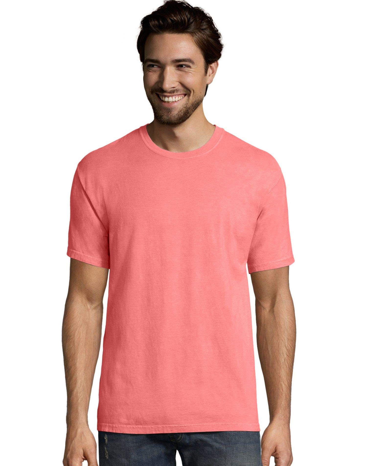 Men's 5.5 oz., 100% Ringspun Cotton Garment-Dyed T-Shirt L CORAL CRAZE