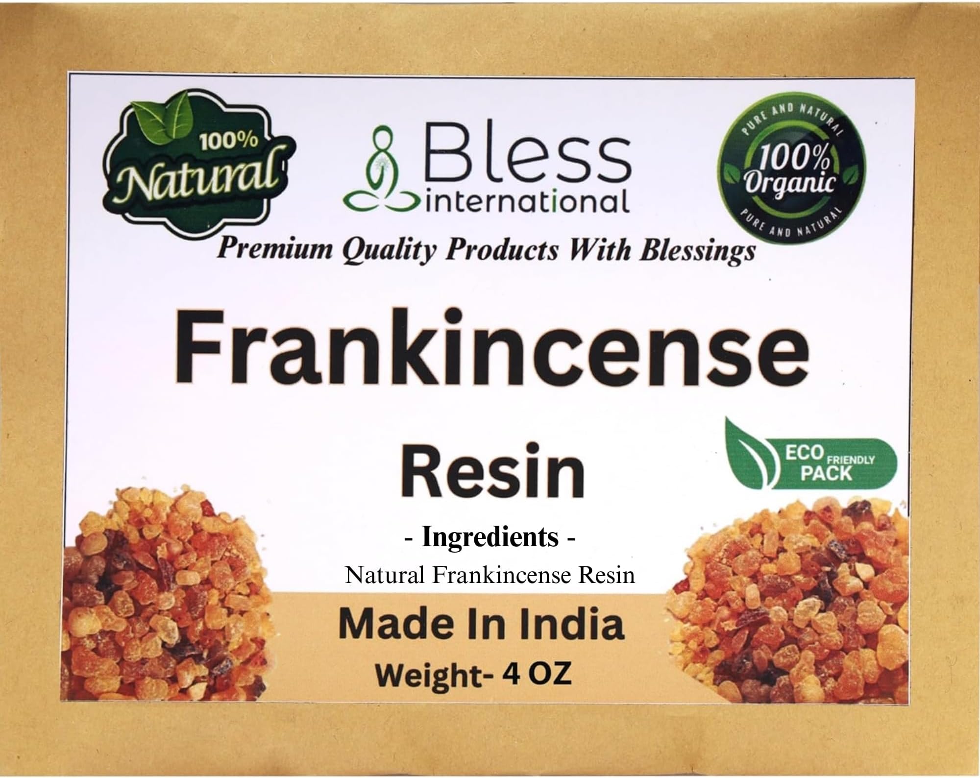 Premium-Grade-A-Indian-Frankincense-Resin-Boswellia-Sacra-Serrata-Olibanum-by-Bless-International 100%-Pure-Natural-Organic Chruch-Incense-Luban-Gum Sacred-Aroma-for-Wellness 1Lb-113.3-Grams-4-Ounce