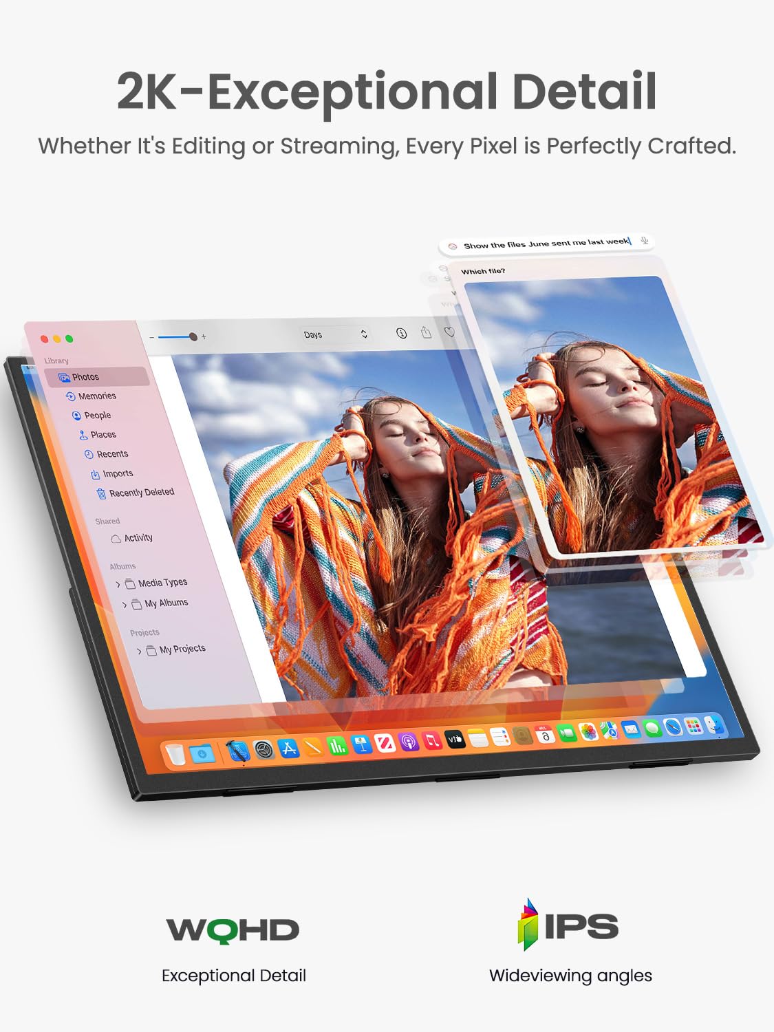 UPERFECT 24.5" 2K 165Hz Monitor Portatile con Schermo IPS QHD 2560 * 1440 Mini HDMI USB C per PC Laptop Game Console, Mobile Display Compatibile con VESA