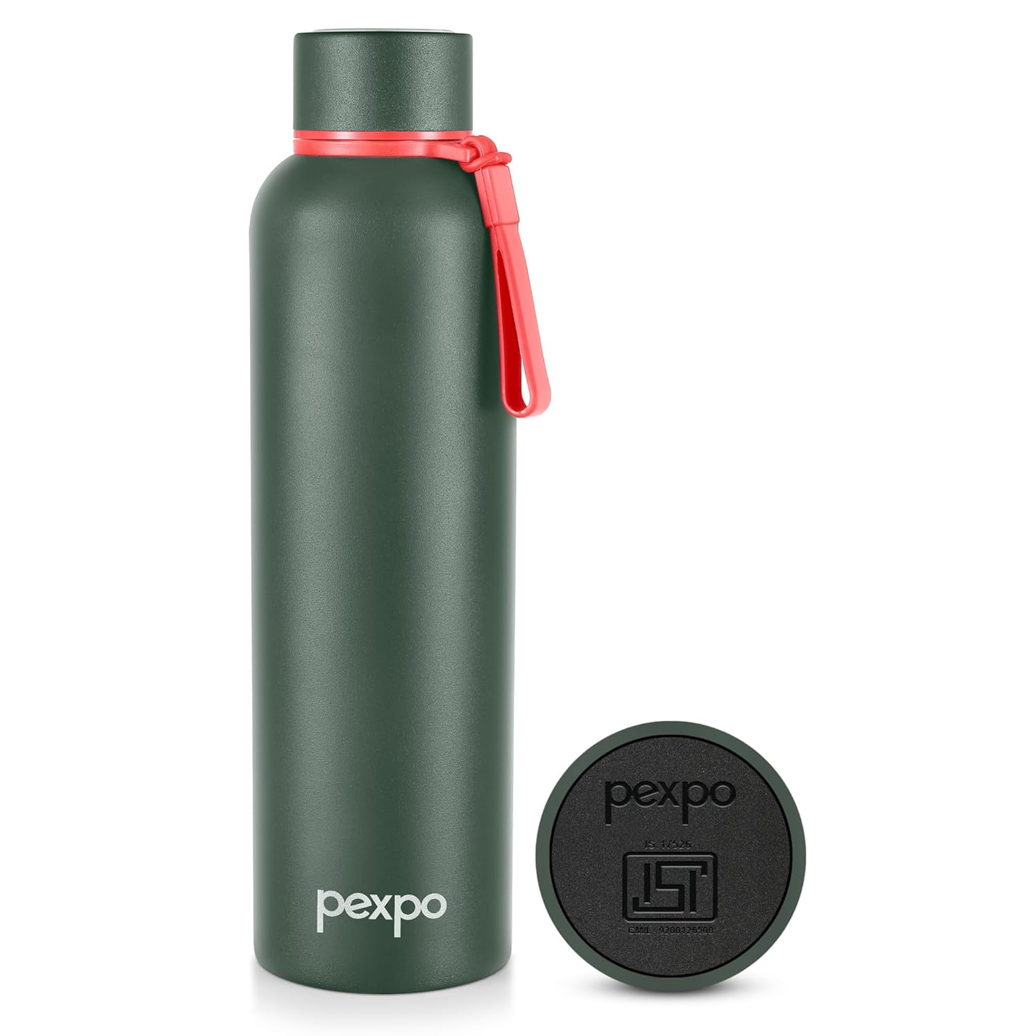 Pexpo Bravo 1000 Stainless Steel Water Bottle 980ml | Hot and Cold Flask ISI certified steel bottle | Triple wall insulation | Leak proof For Home, Office | 1 Year Warranty | military green Pexpo Bravo 1000 Stainless Steel Water Bottle 980ml | Hot and Cold Flask ISI certified steel bottle | Triple wall insulation | Leak proof For Home, Office | 1 Year Warranty | military green