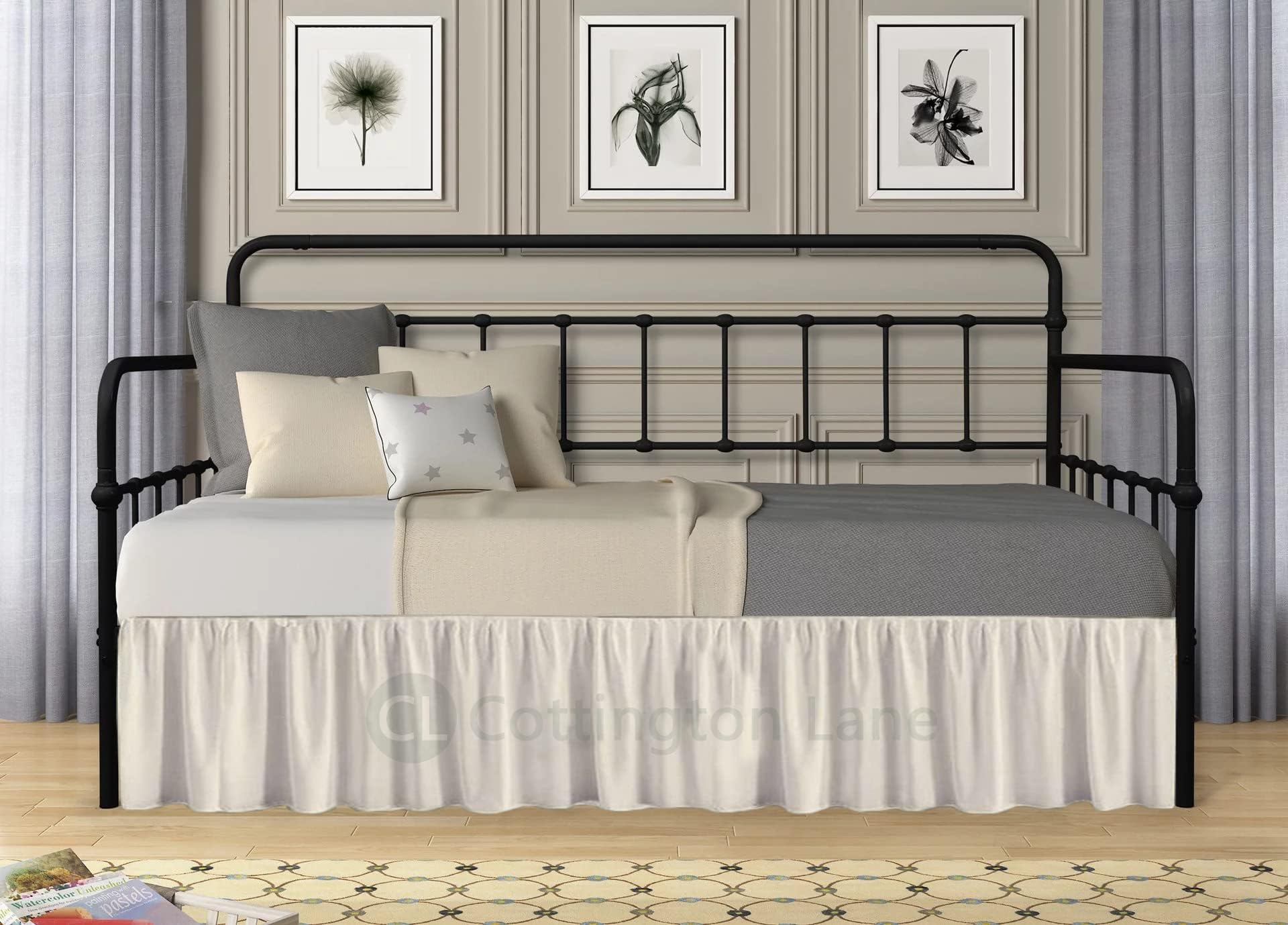 Daybed Skirt with Split Corners Twin Size Dust Ruffle