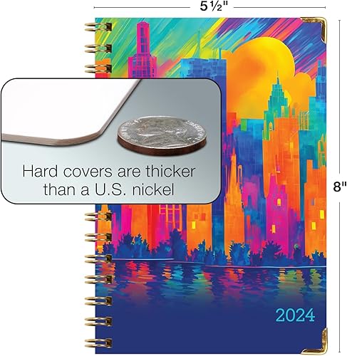 Miniatura 4 de Agenda 2024 de tapa dura (noviembre de 2023 a diciembre de 2024) Agenda diaria, semanal, mensual y anual, de 5.5 x 8 pulgadas, marcapáginas, carpeta