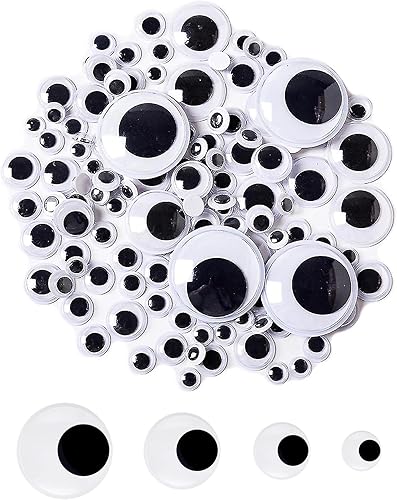 Gluerious 1200 Wiggle Googly Eyes autoadhesivos en tamaños de 0.236 a 0.472 pulgadas, ojos saltones para manualidades, educación y diversión,