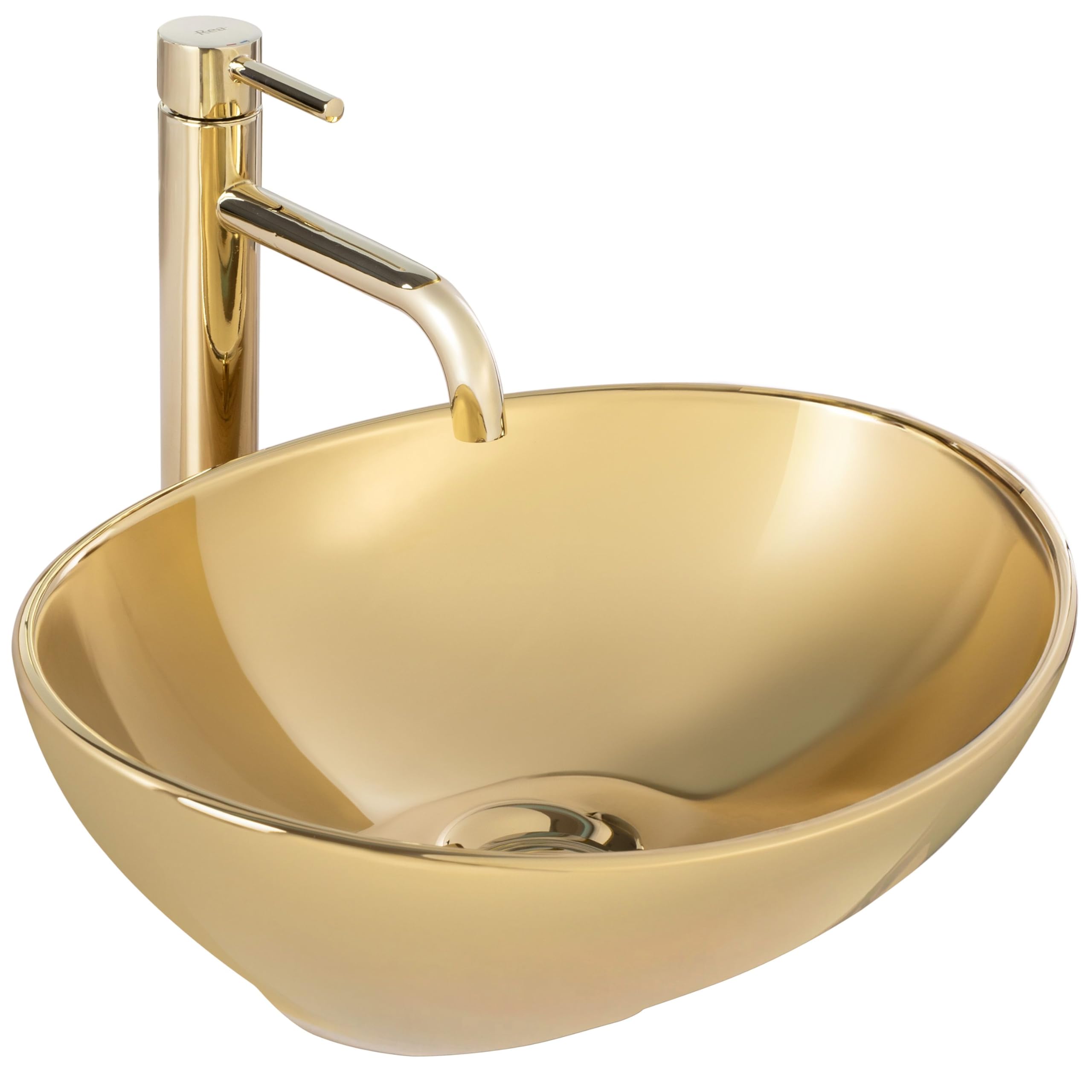 Rea Vasque à poser Sofia Gold Lavabo Salle de Bain 410 x 345 x 150 mm en Céramique (Doré)