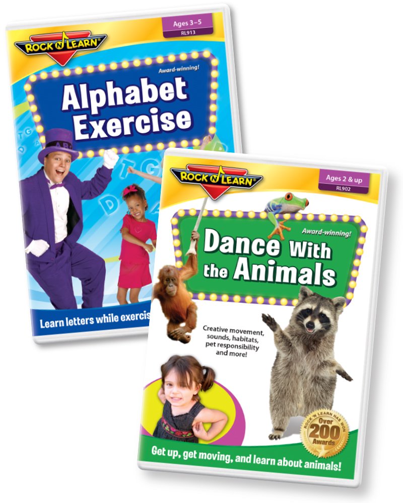 ROCK N LEARN Preschool Active Learning 2 DVD Set - Alphabet Exercise and Dance with The Animals