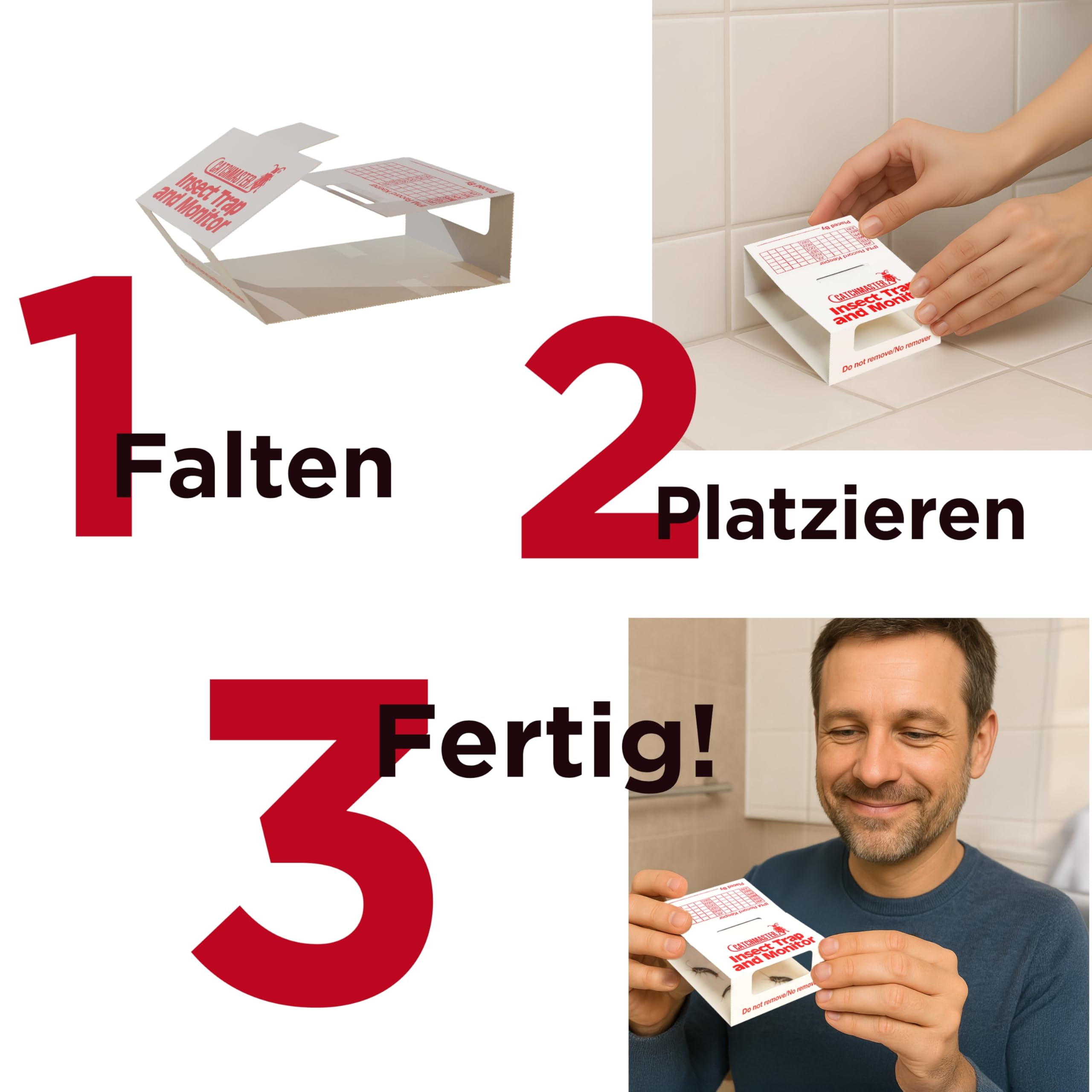 Catchmaster 288i 15x Monitoring-Klebefallen für Silberfische - 100% Giftfrei - Silberfischfalle mit Starkem Kleber - Für Haushalte mit Kindern & Haustieren zur Befallskontrolle - 5 Blätter à 3 Fallen