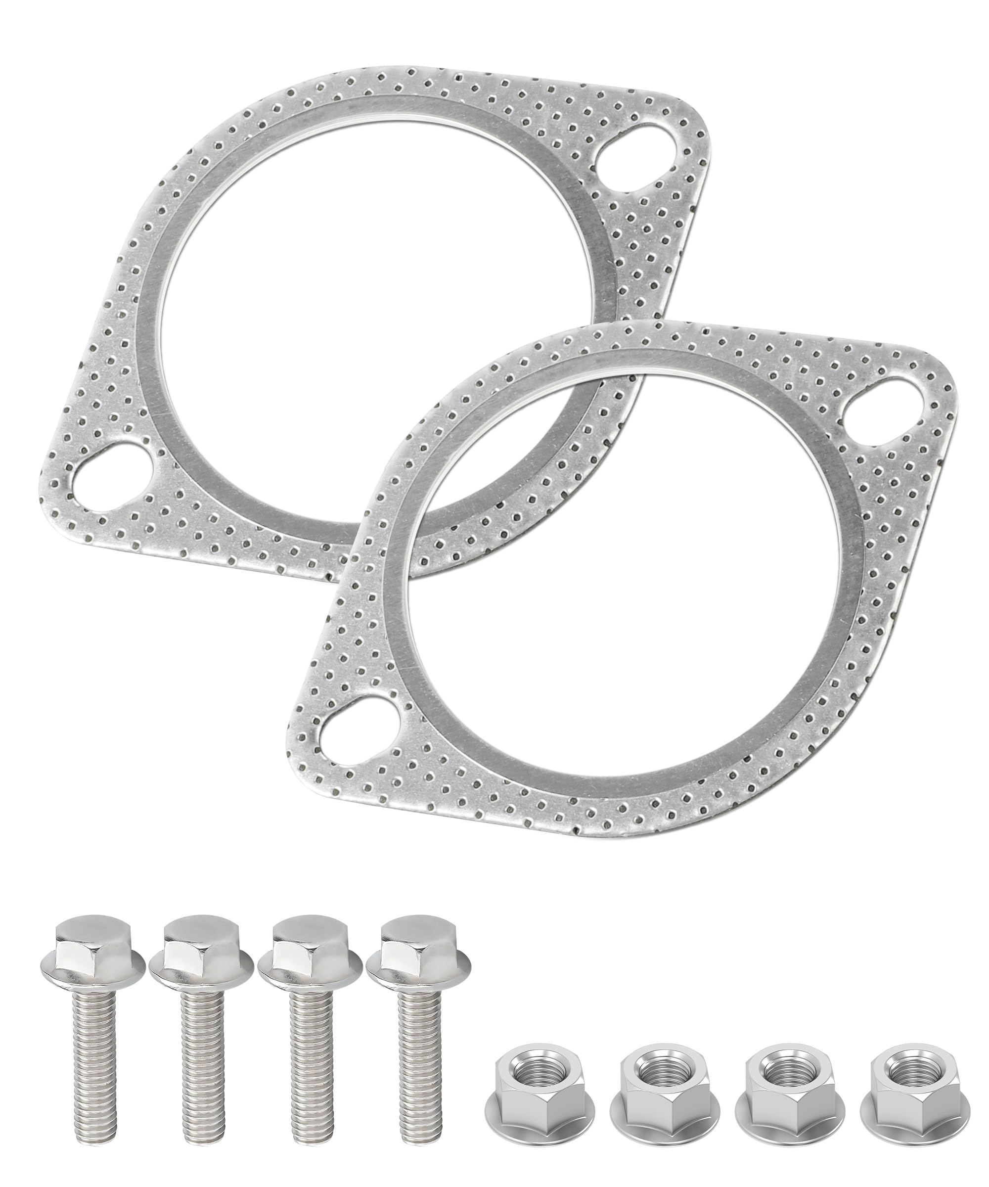 2PCS Exhaust Gasket,Exhaust Flange Gasket,Catalytic Converter Gasket,Car Accessories Exhaust Flange,Exhaust Flange Repair Kit with Bolts & Nuts,Muffler Gasket,Replaces #120-06310-0002 (3inch)