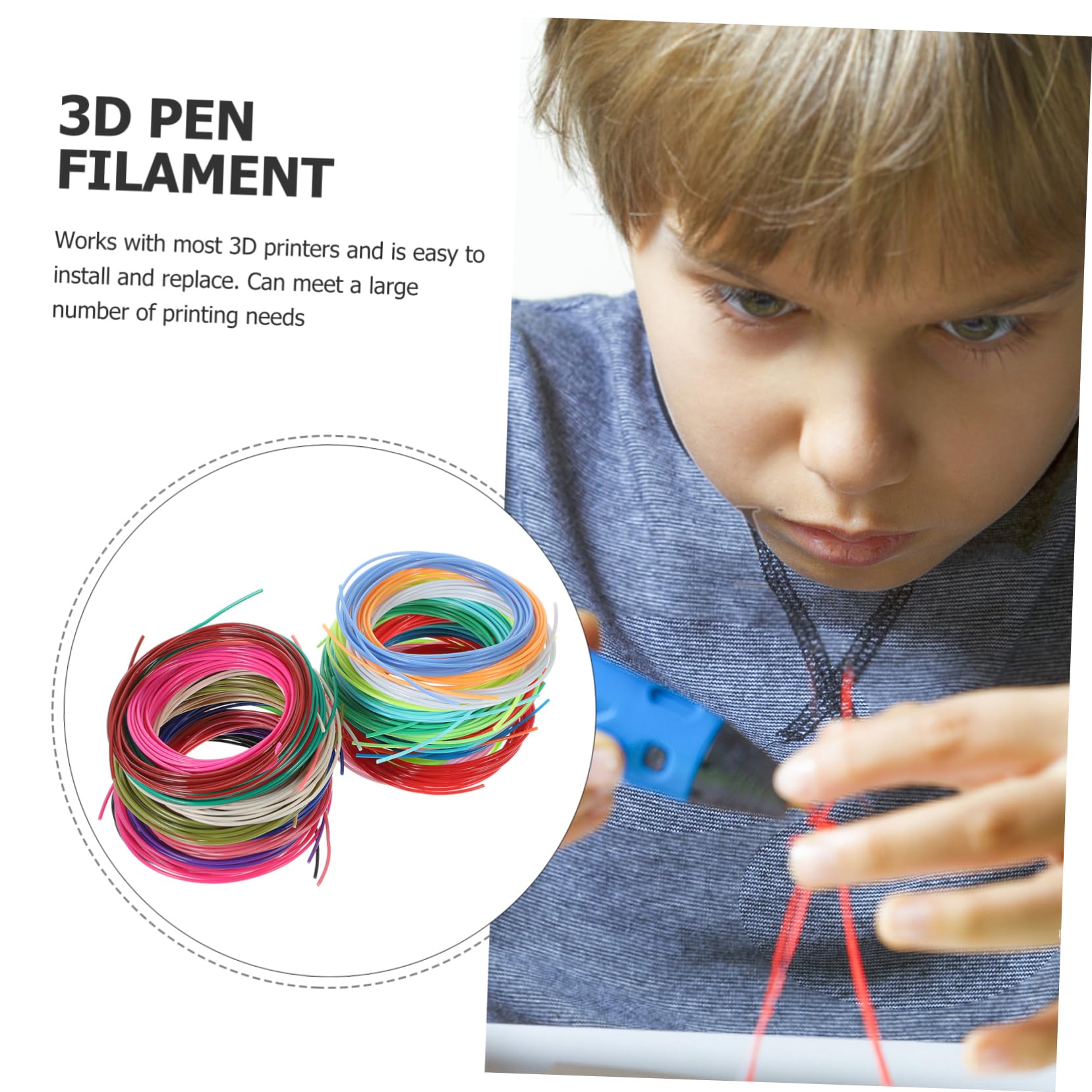 Cabilock 5 Rollos consumibles de impresión 3d material de impresora 3d suministros de impresión 3d accesorio de impresora 3d accesorio de impresión material de impresión de la impresora PCL