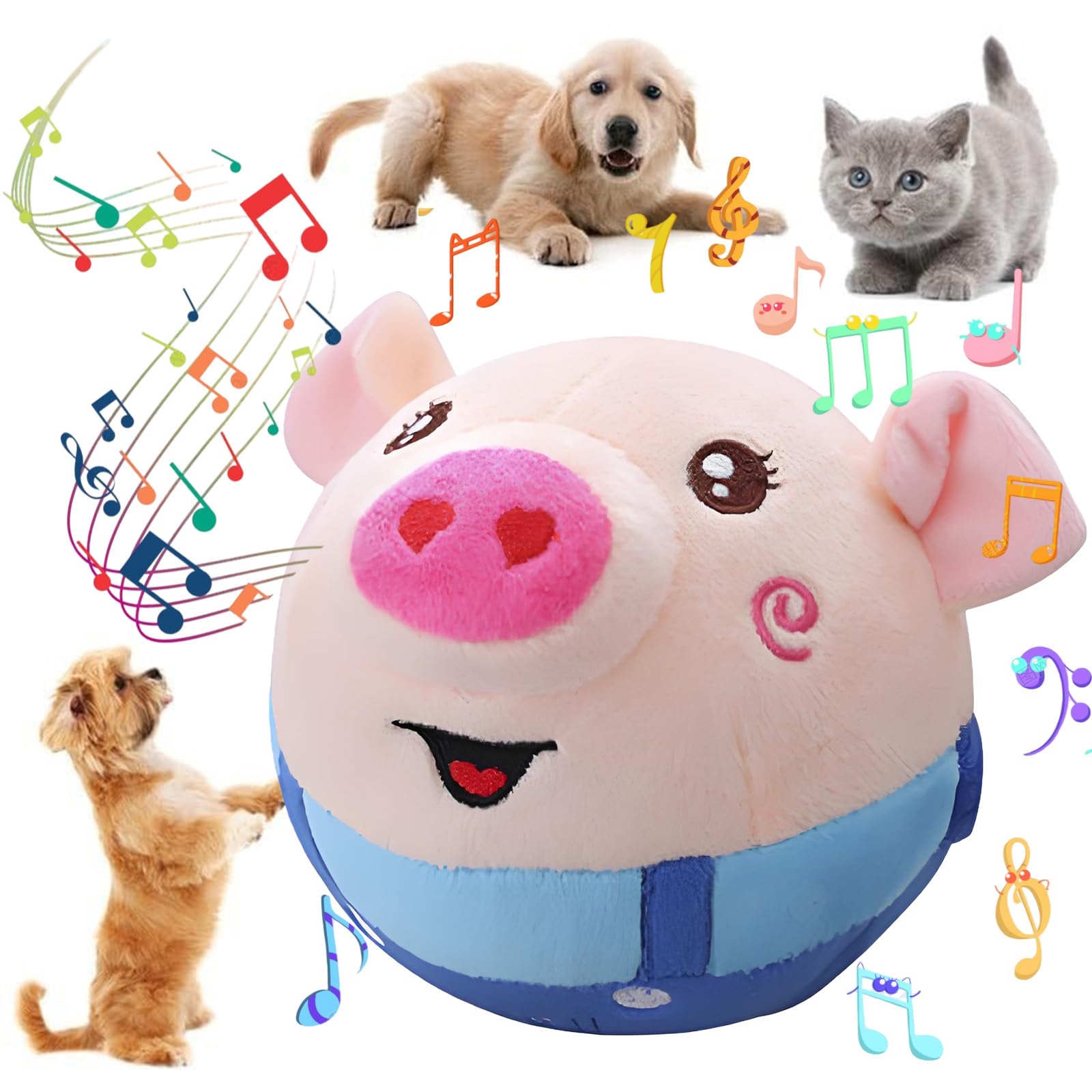 Interaktives Hundespielzeug, aktives bewegliches Haustier-Plüschtier mit Aufnahme- und Musikmodi, springendes Quietschen, interaktiver Hundeball, wiederaufladbares Hundespielzeug, um sie zu