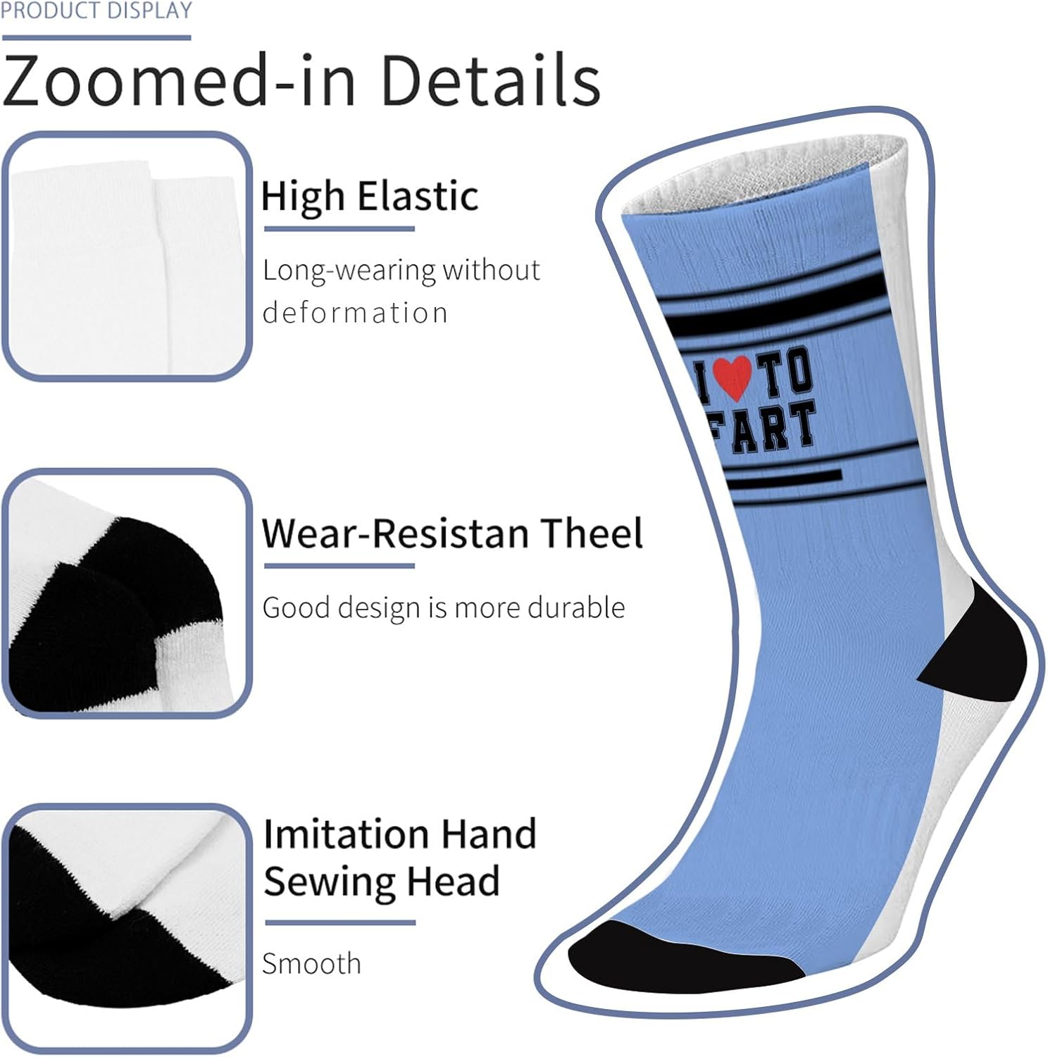 I Love to Fart Socks - Funny Novelty Crew Socks for Men Women,Hilarious Gag Valentines Gifts for Him Dad Grandpa Boyfriend - Image 6