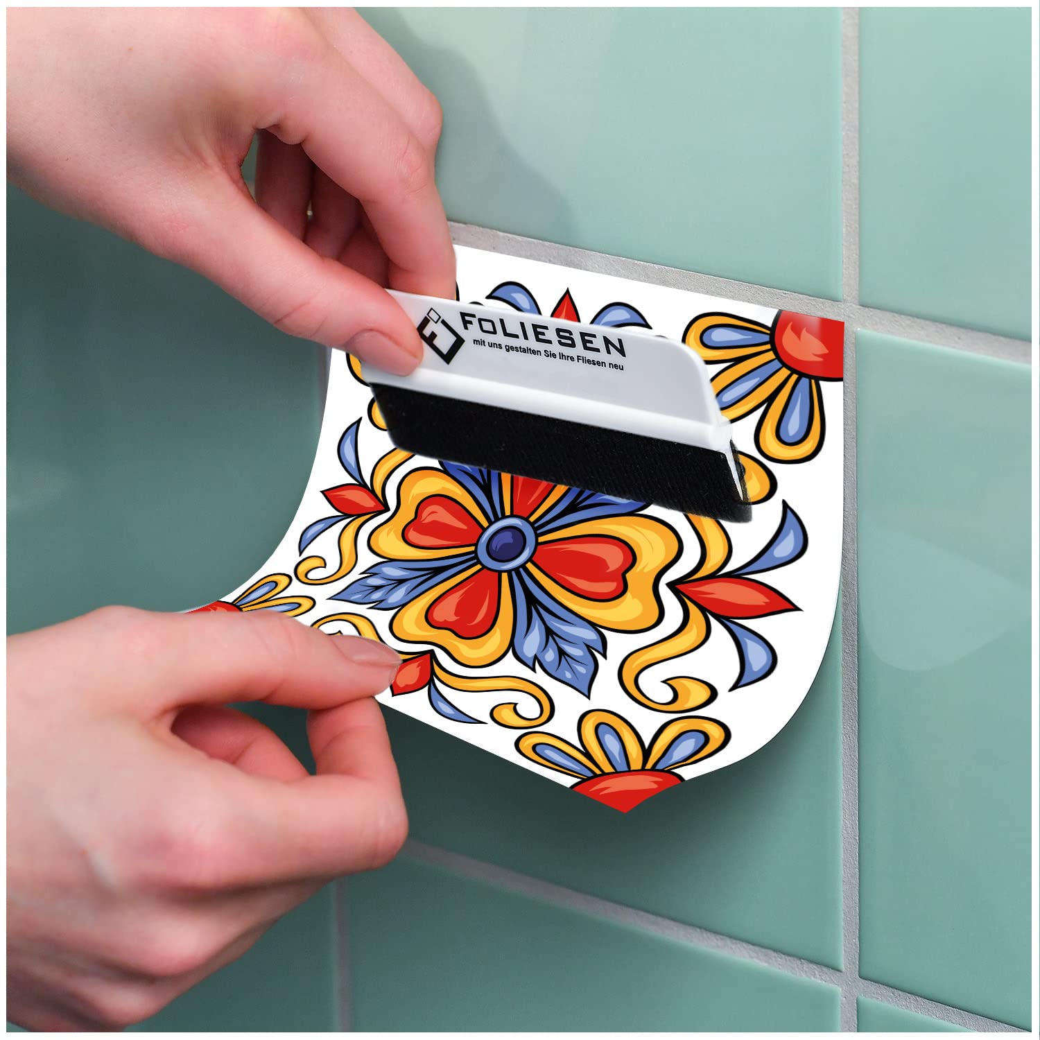 FoLIESEN - Autocollants Pour Carreaux | Carrelage Adhesif | Film Autocollant Pour Carrelage De Salle De Bains Et De Cuisine | Retirable Sans Ru00e9sidus | Patchwork No.2, .:15x15 Cm / 16pcs